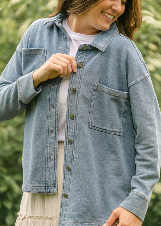 Denim Knit Shacket