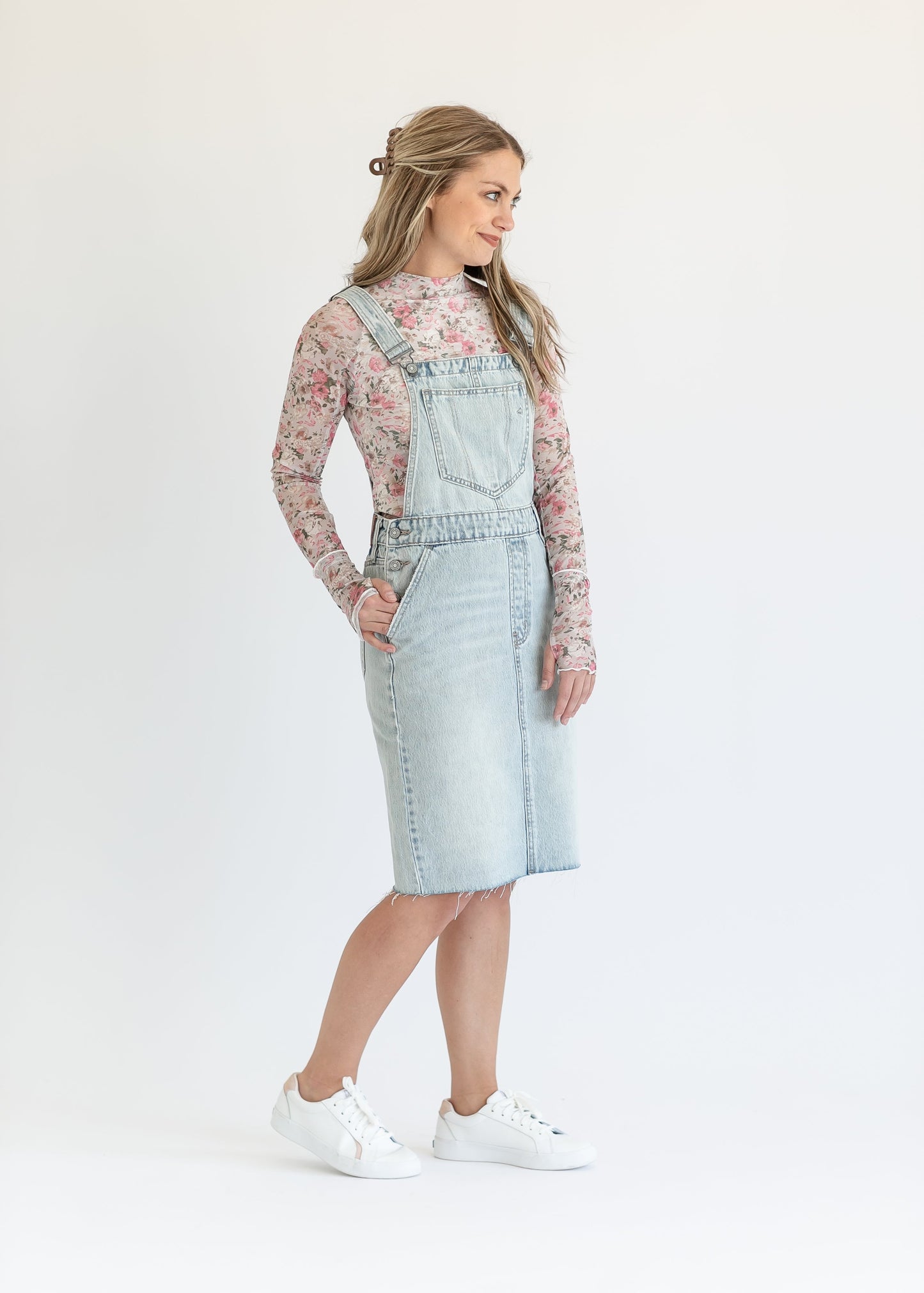 Denim Overall Jumper Raw Hem Midi Dress - FINAL SALE