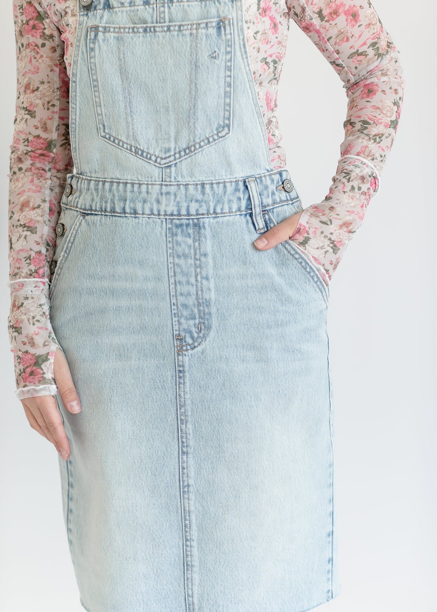 Denim Overall Jumper Raw Hem Midi Dress - FINAL SALE