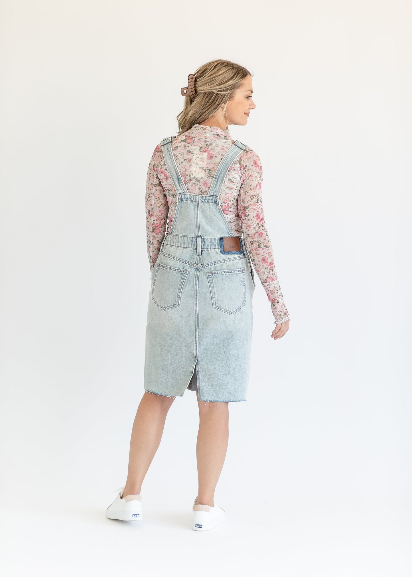 Denim Overall Jumper Raw Hem Midi Dress - FINAL SALE
