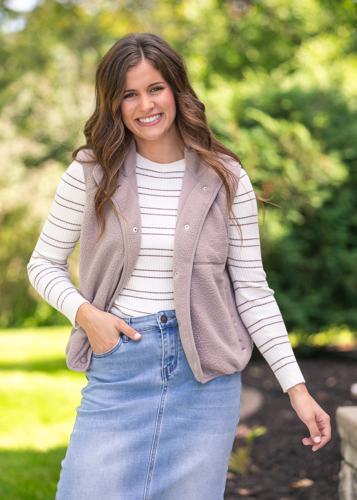 Double Stripe Crewneck Rib Sweater