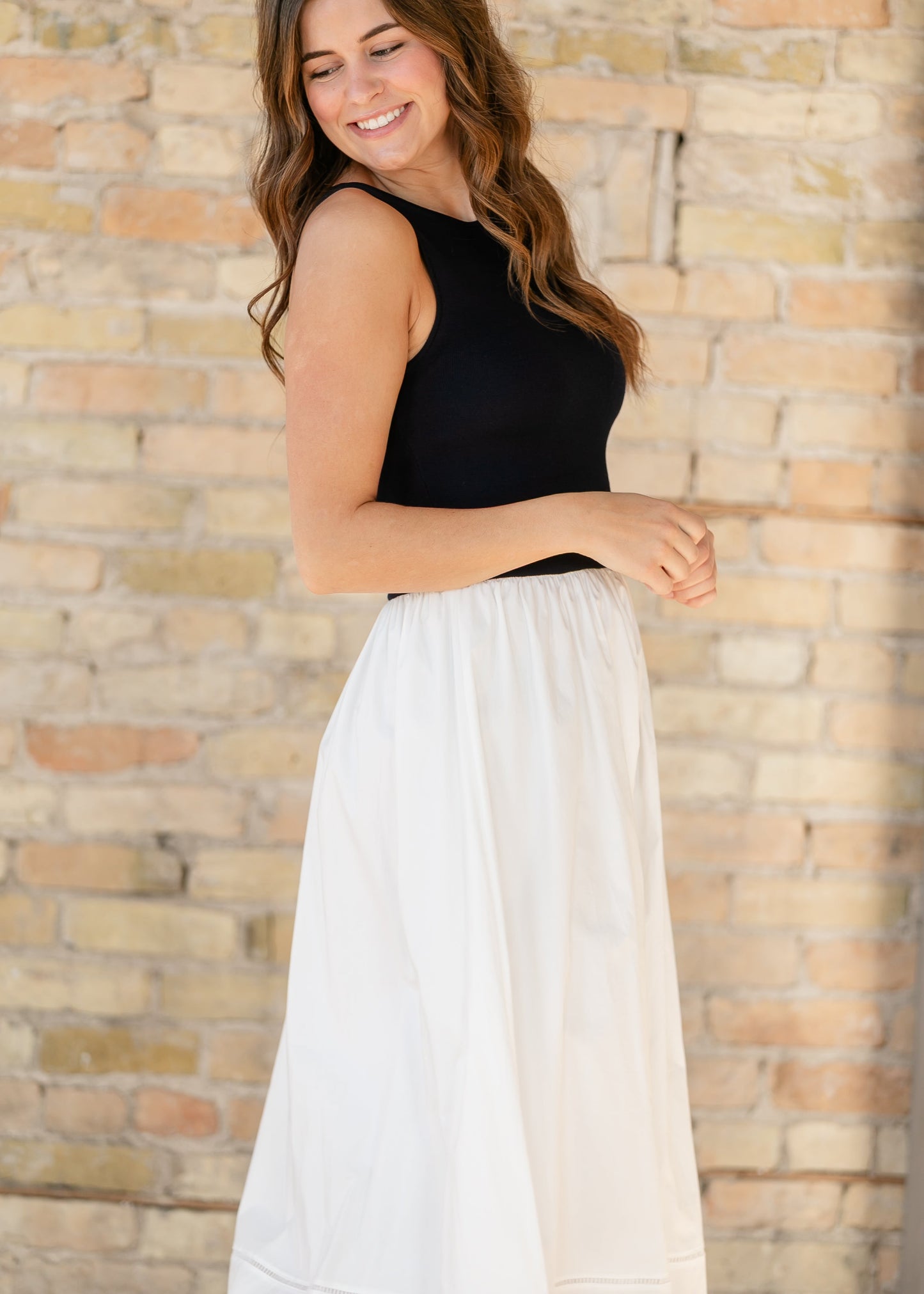 Drop Waist Mixed Media Maxi Dress