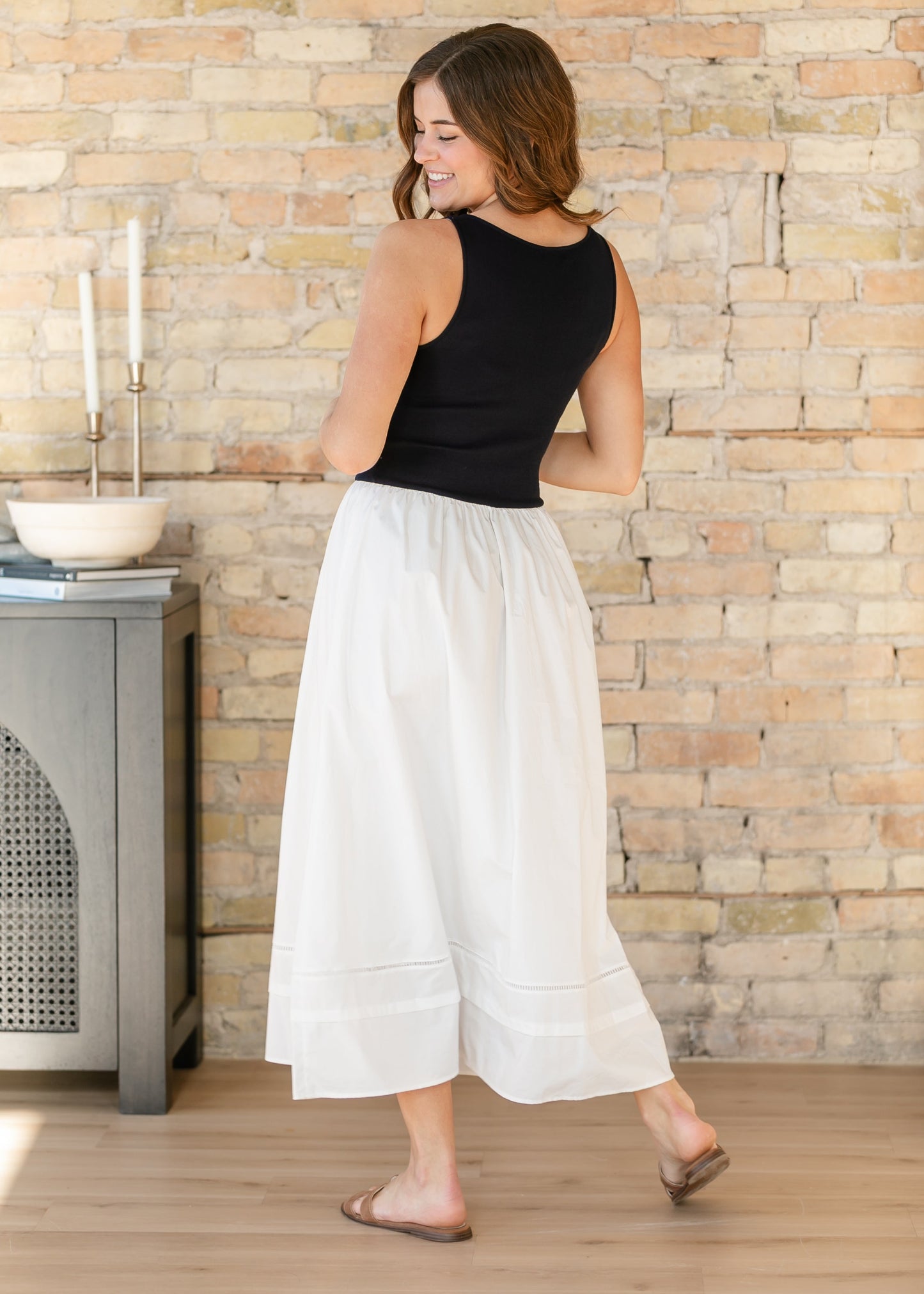 Drop Waist Mixed Media Maxi Dress