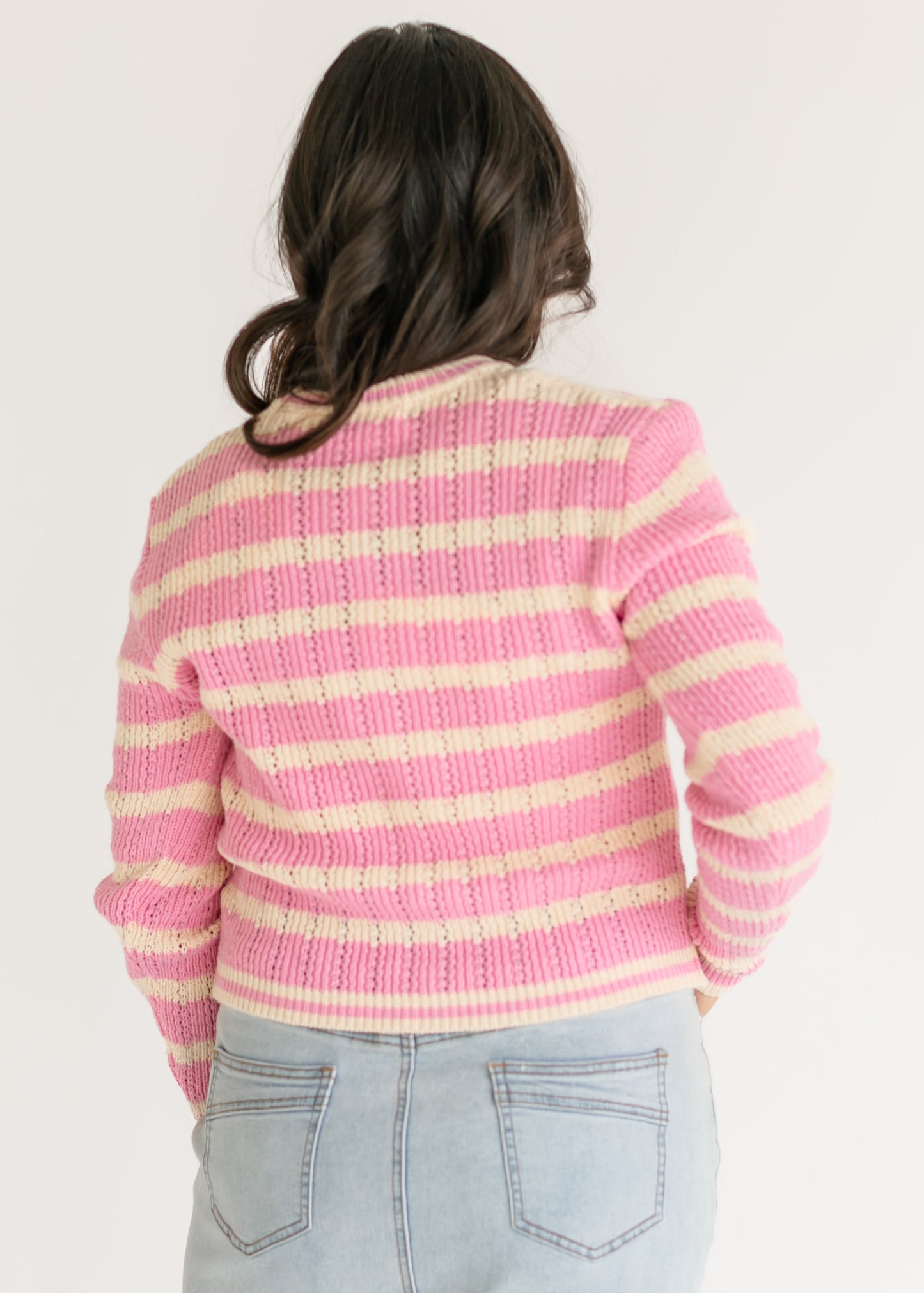 Edolie Pink Striped Button Up Cardigan - FINAL SALE