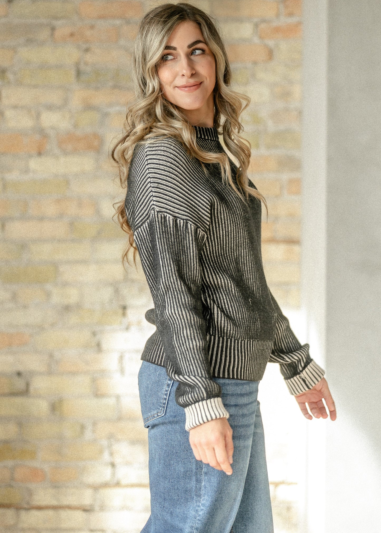 elan Black White Knit Sweater - FINAL SALE