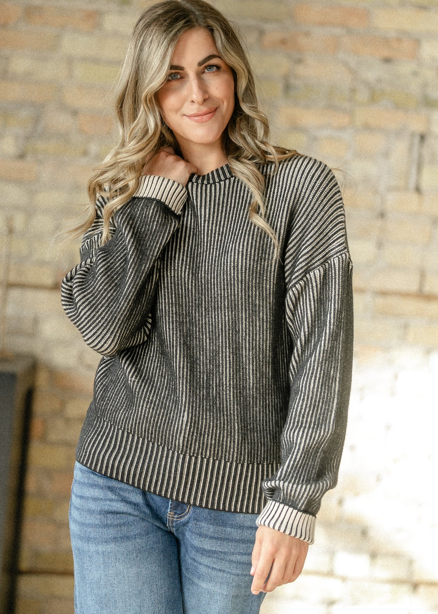 elan Black White Knit Sweater - FINAL SALE
