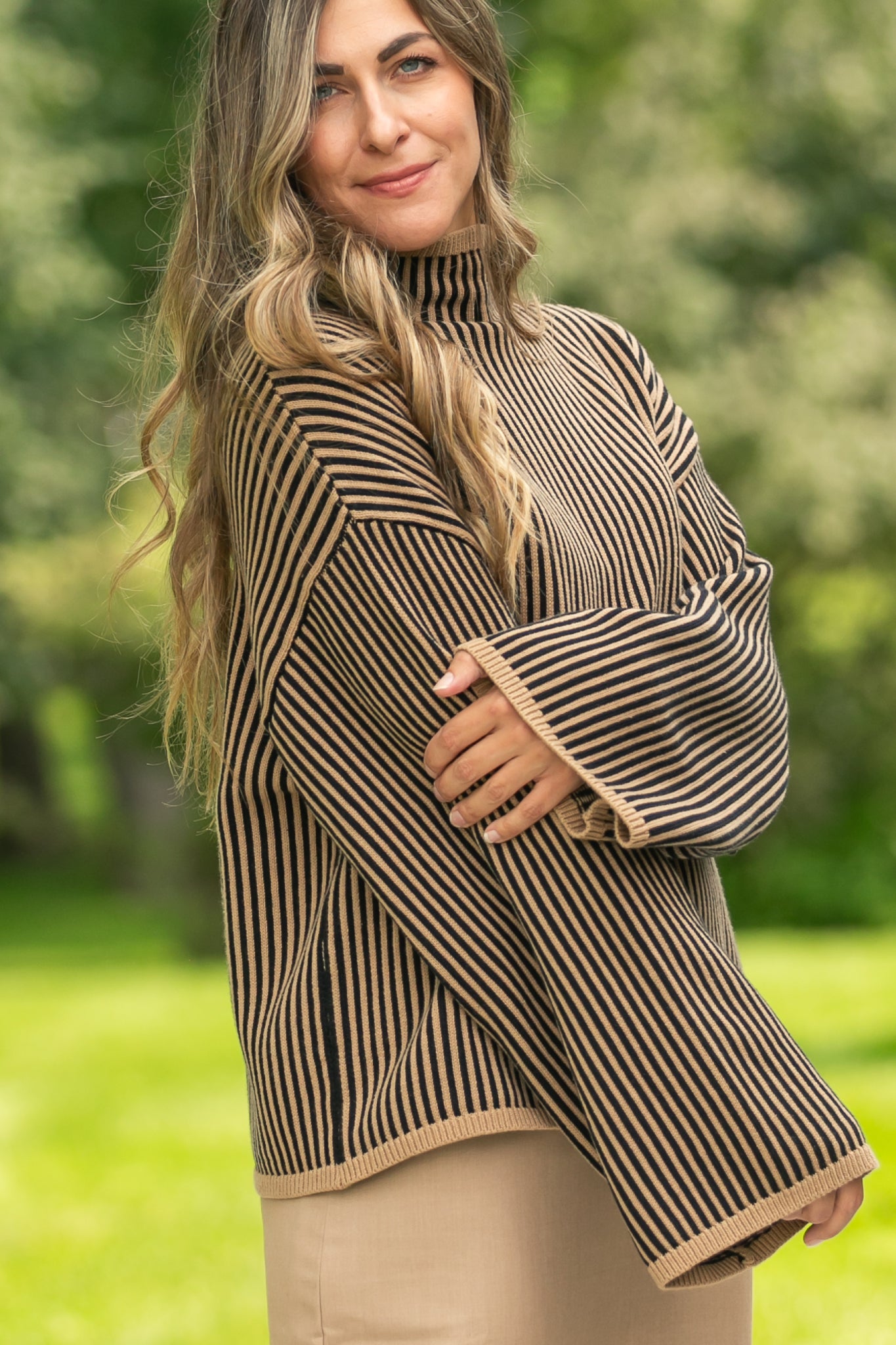elan Mock Neck Ribbed Sweater - FINAL SALE