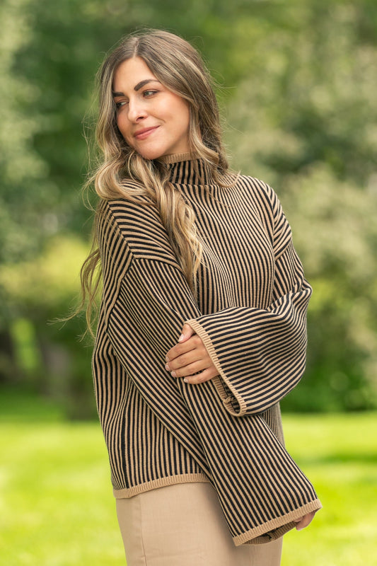 elan Mock Neck Ribbed Sweater - FINAL SALE