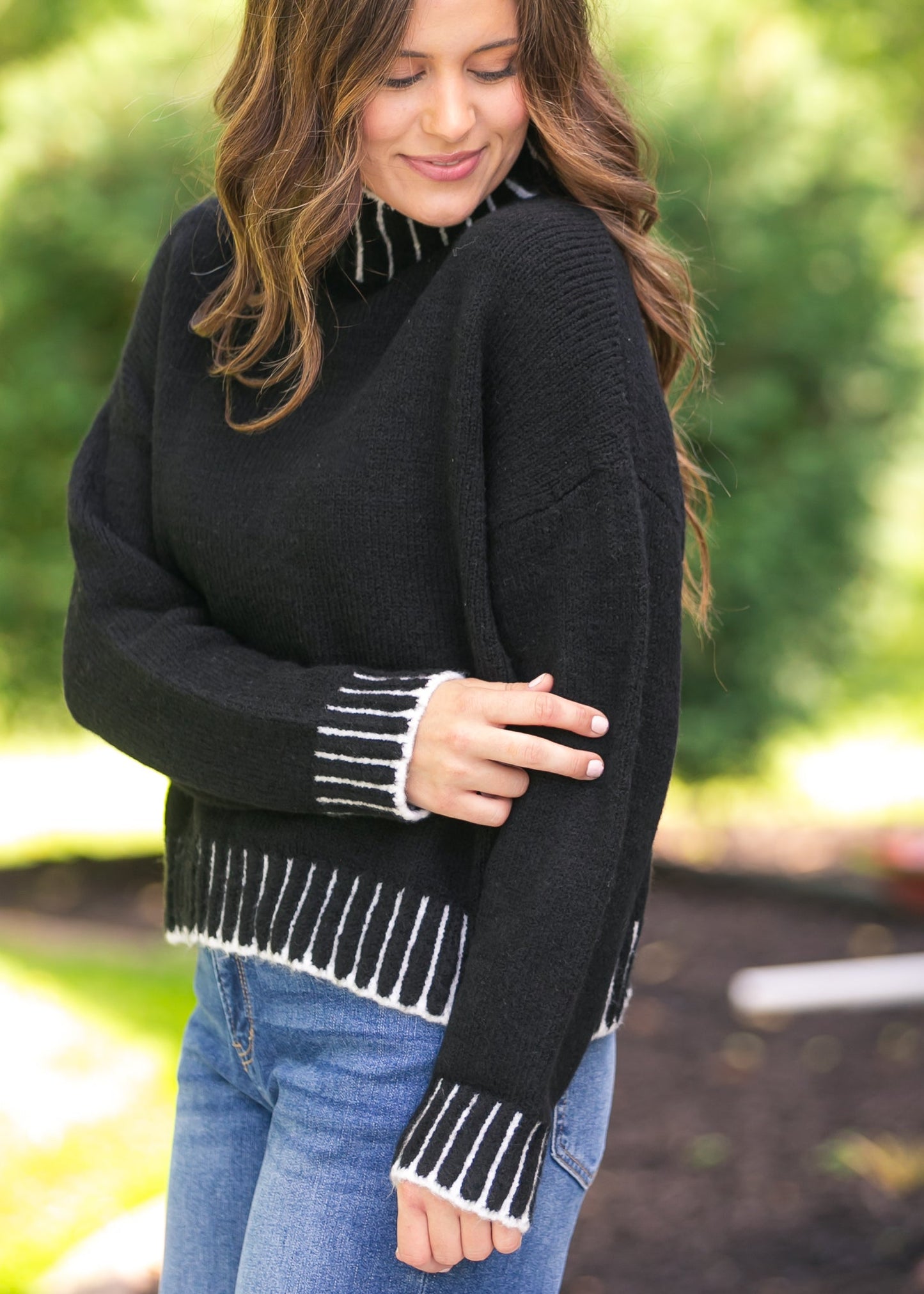 elan Stich Detail Turtleneck Sweater - FINAL SALE