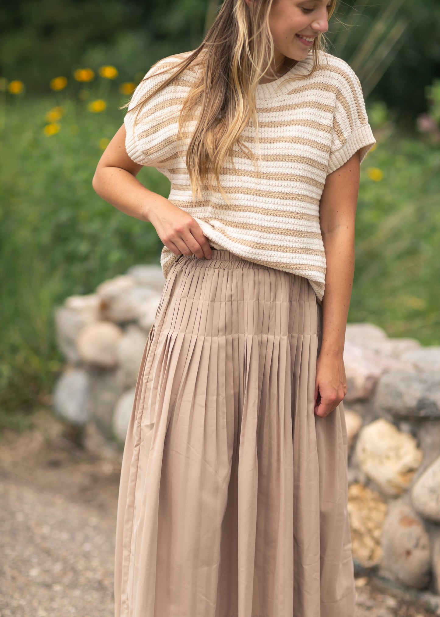 Elastic Waist Detailed Midi Skirt - FINAL SALE