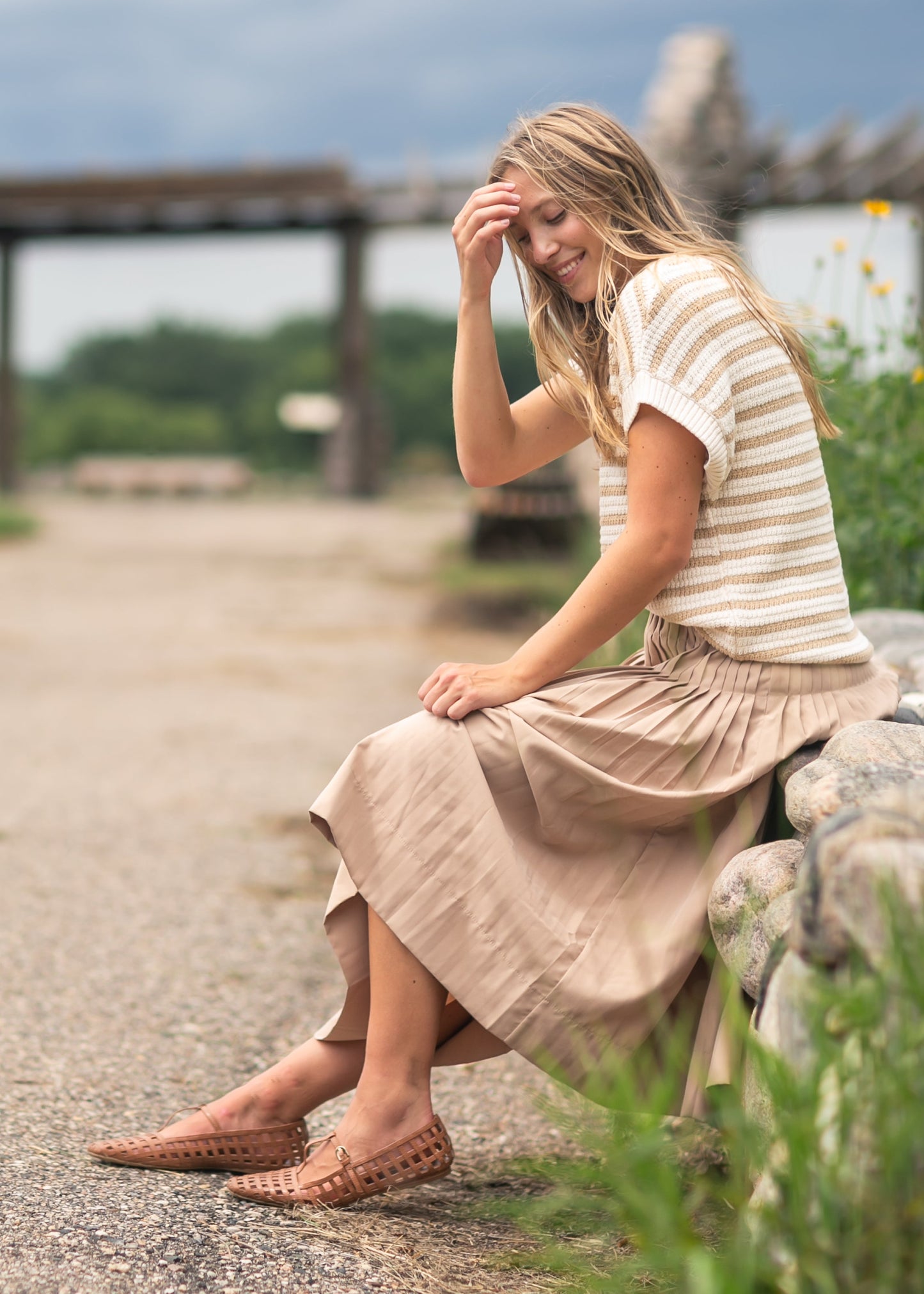 Elastic Waist Detailed Midi Skirt - FINAL SALE