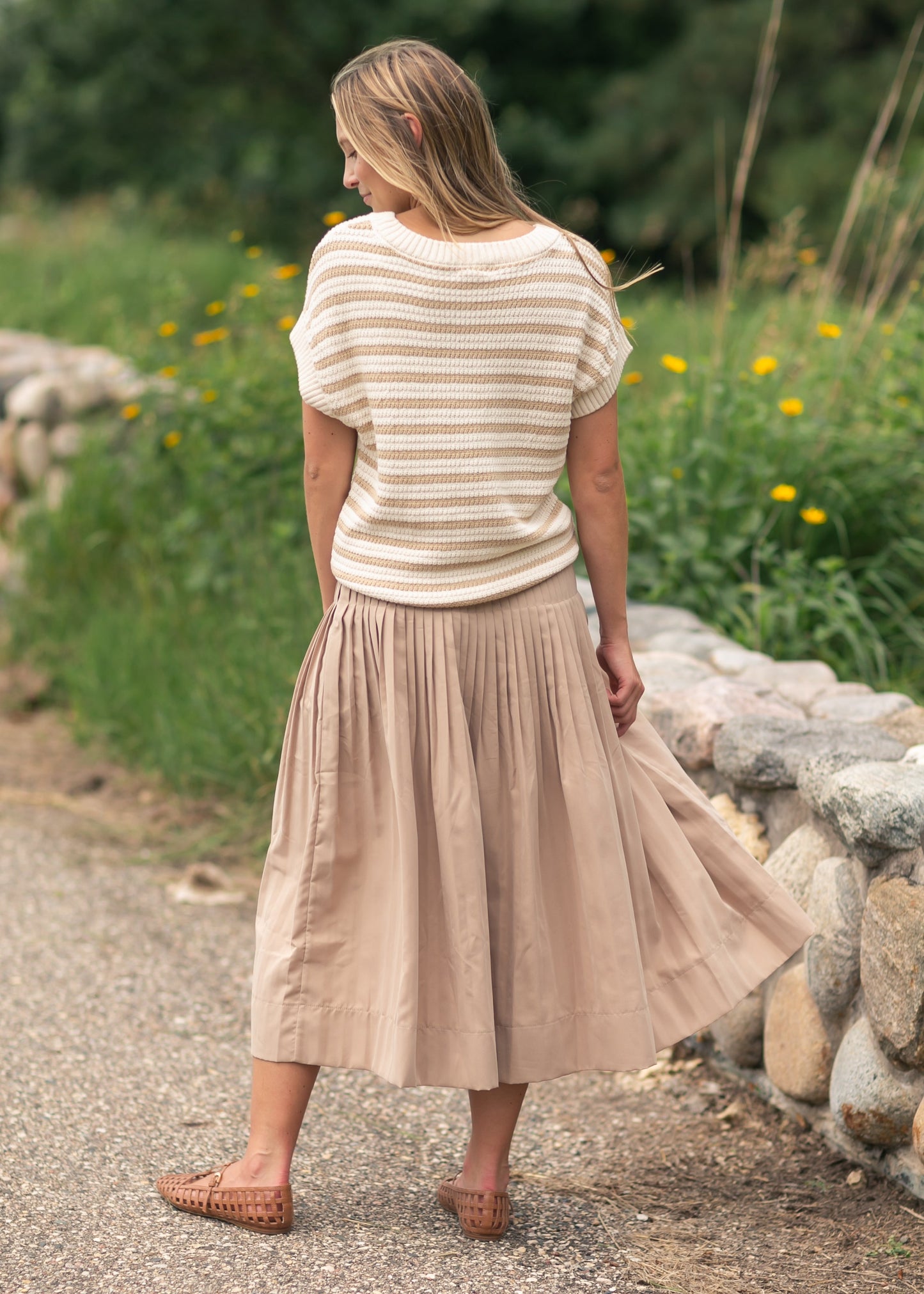 Elastic Waist Detailed Midi Skirt - FINAL SALE