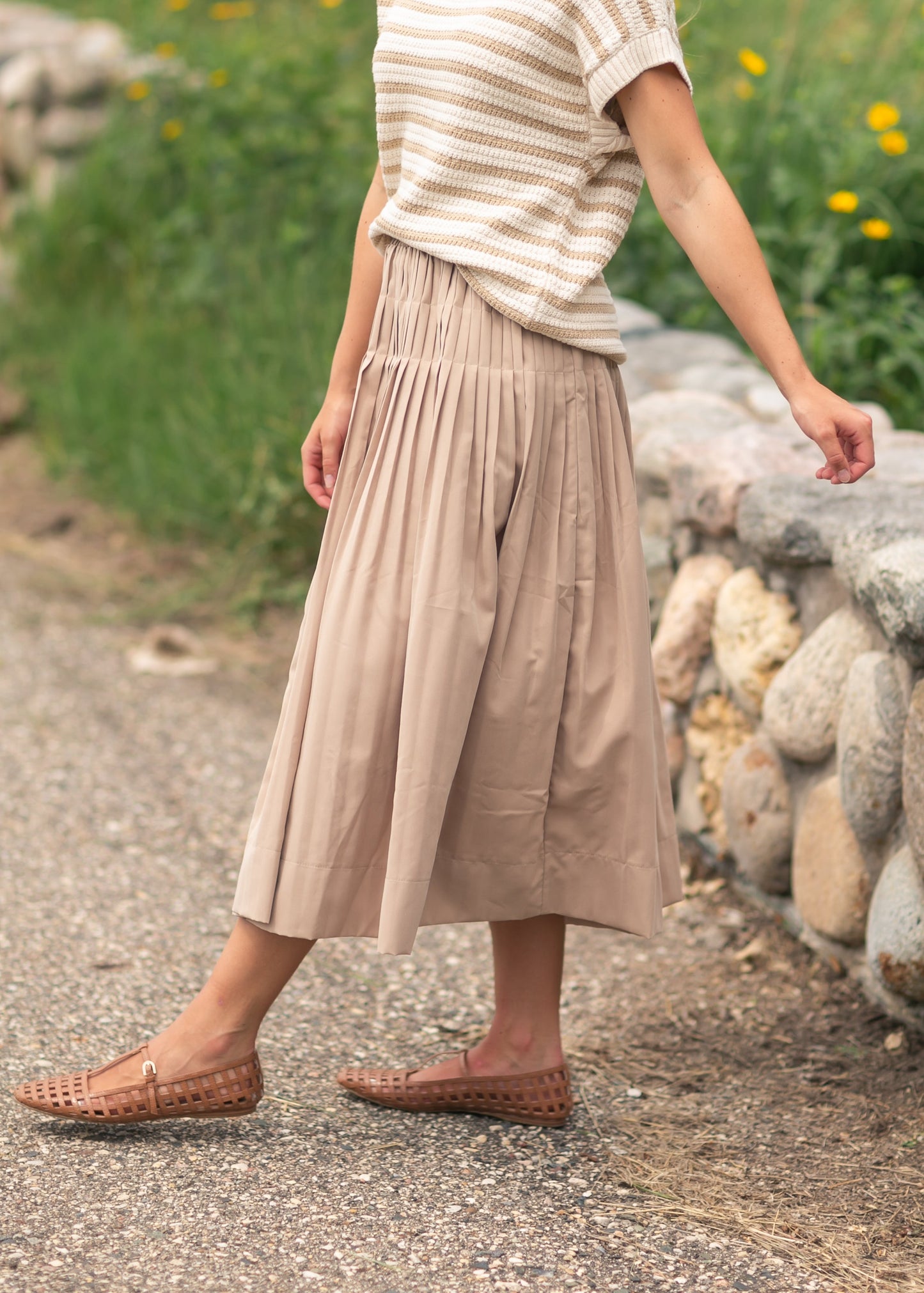 Elastic Waist Detailed Midi Skirt - FINAL SALE
