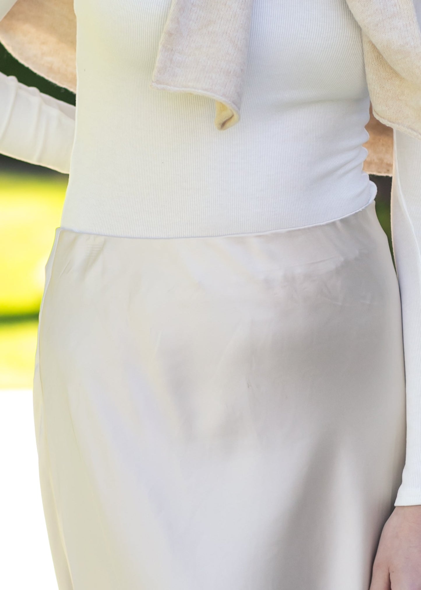 Elastic Waist Satin Maxi Skirt