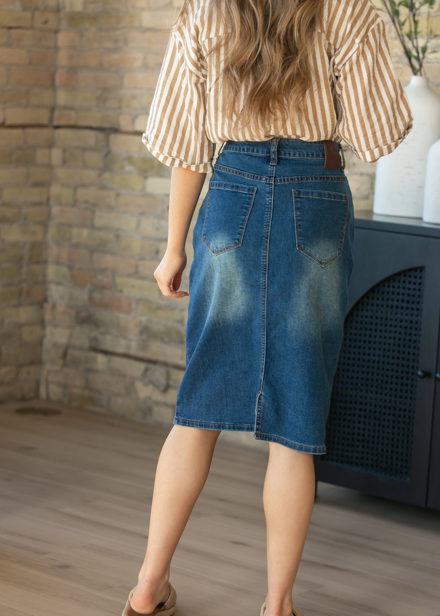 Elliot Dark Wash Denim Midi Skirt