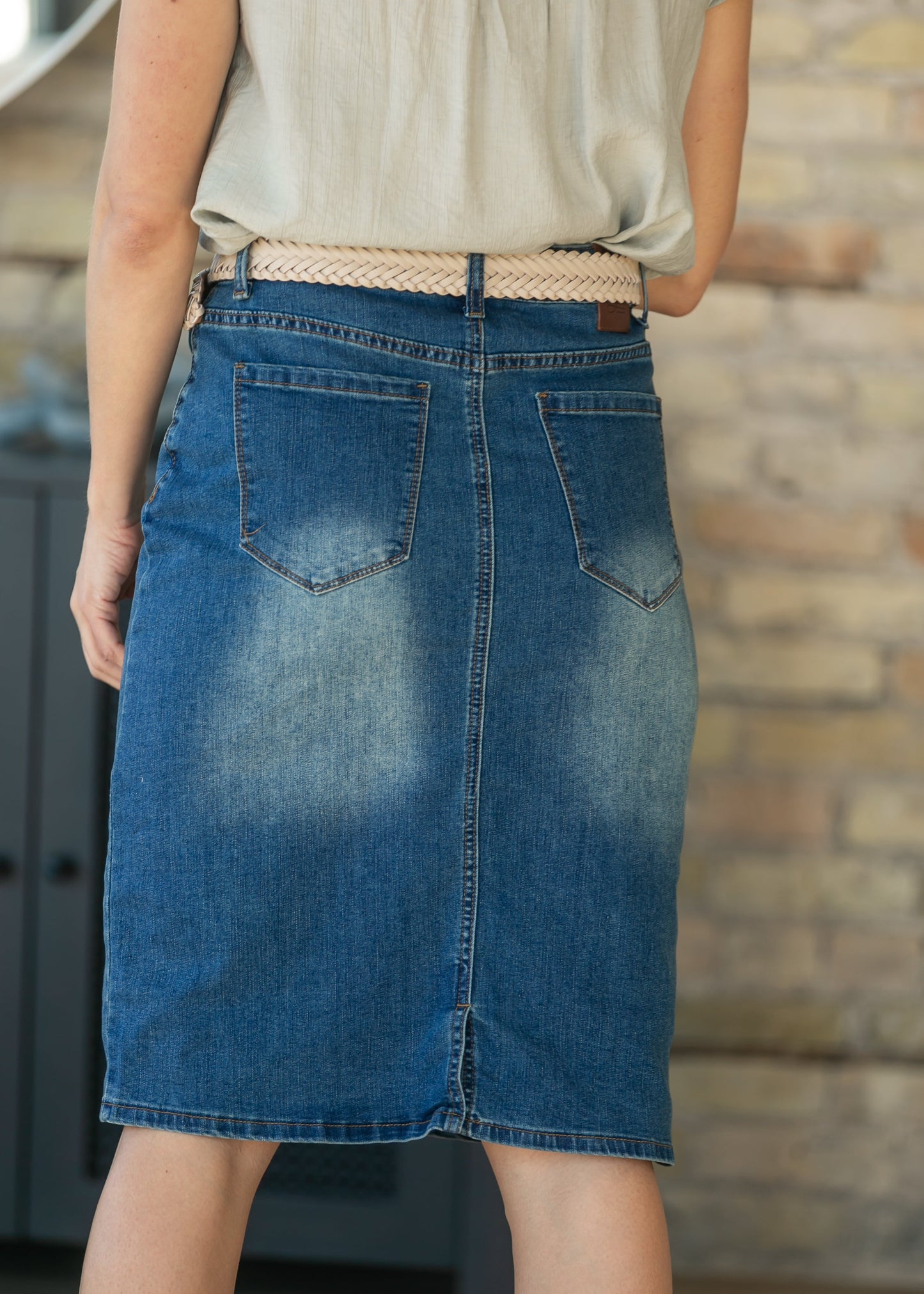 Elliot Dark Wash Denim Midi Skirt