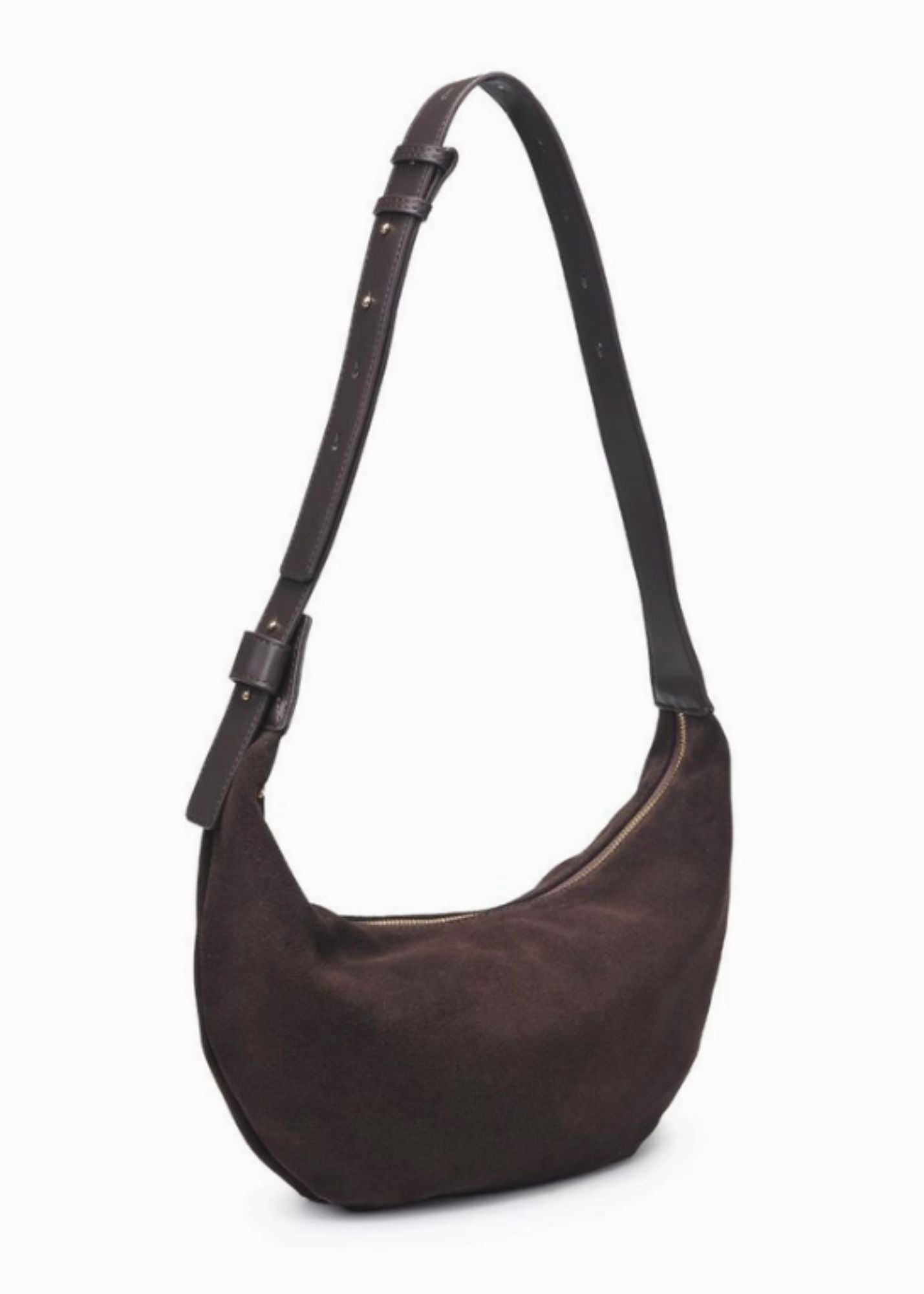 The Elodie Chocolate Suede Shoulder Bag