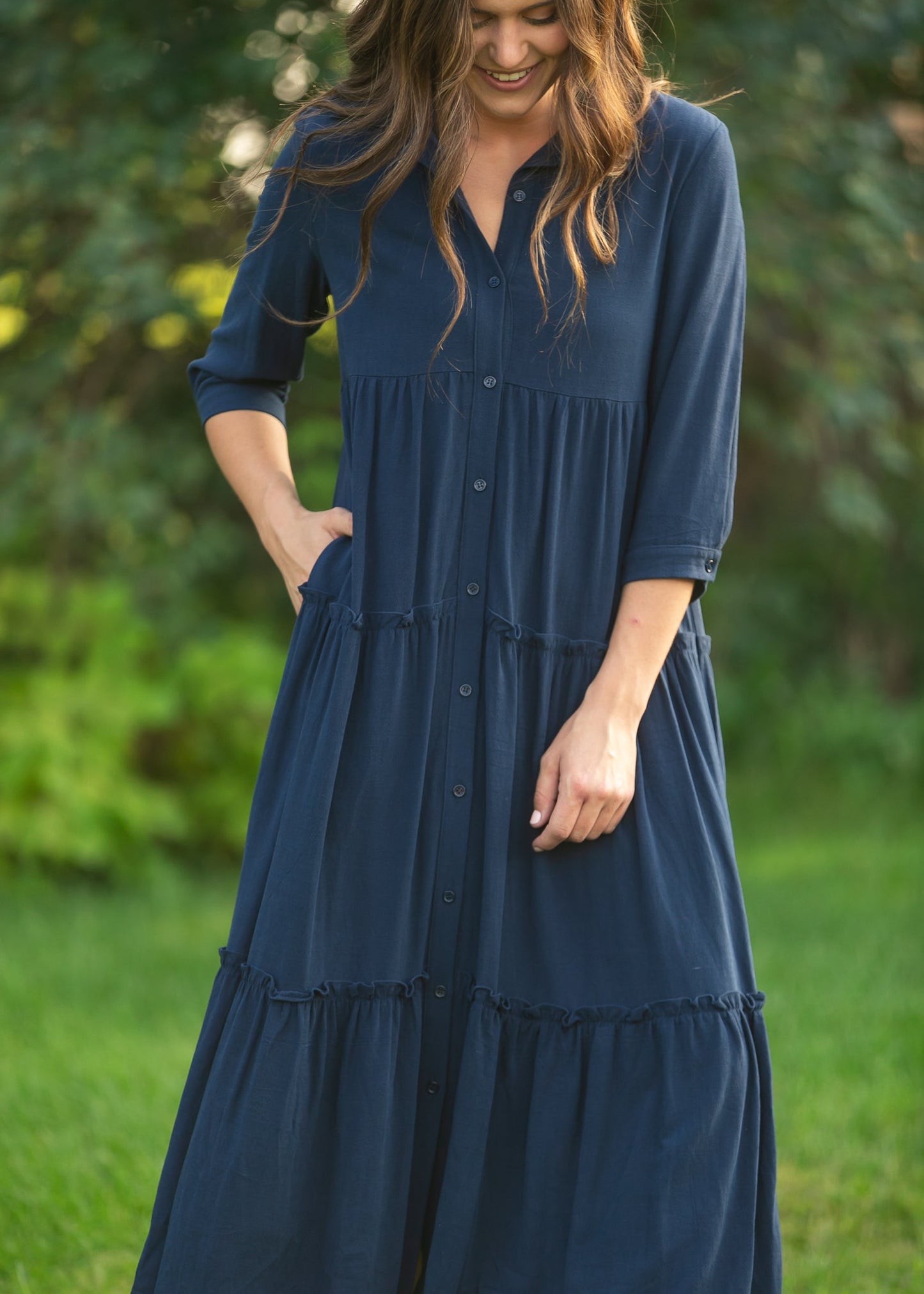 Elsie Button Front Midi Dress