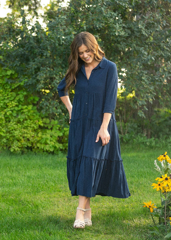 Elsie Button Front Midi Dress
