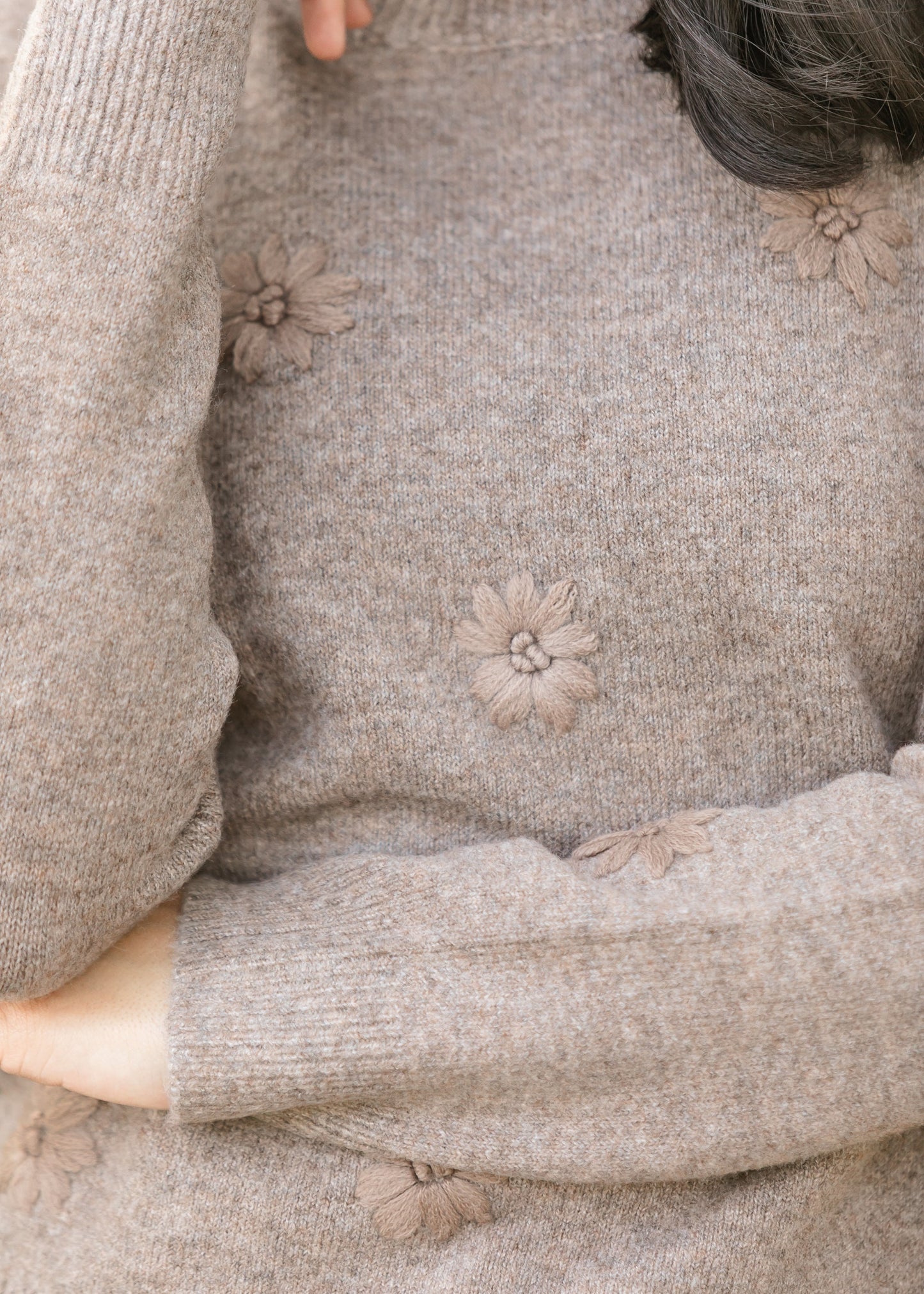 Embroidered Floral Crewneck Sweater - FINAL SALE