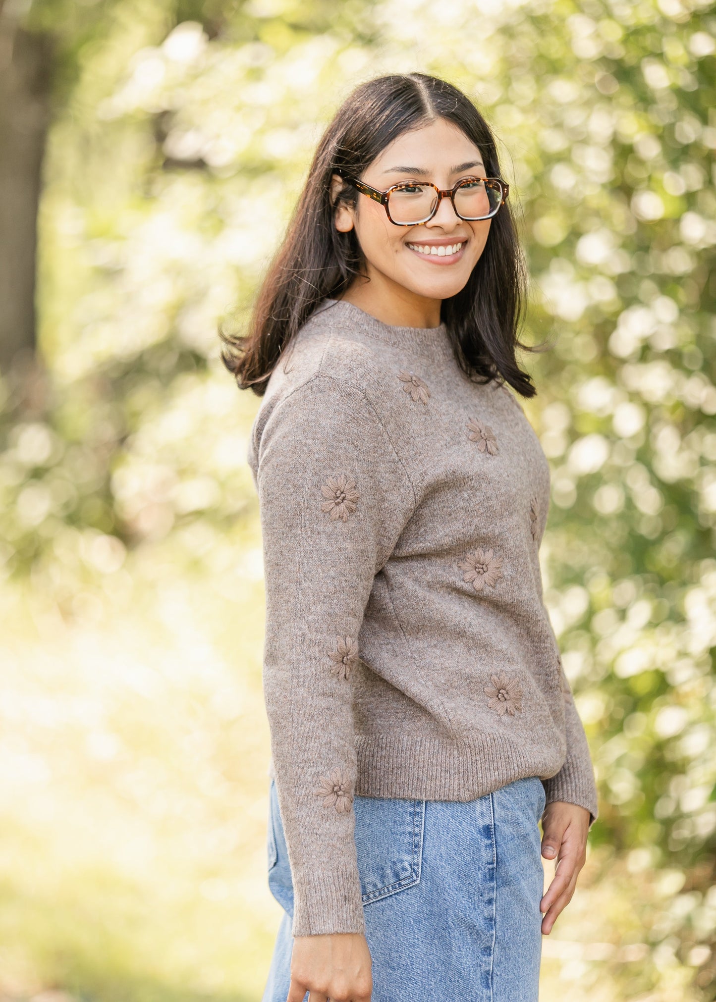 Embroidered Floral Crewneck Sweater - FINAL SALE