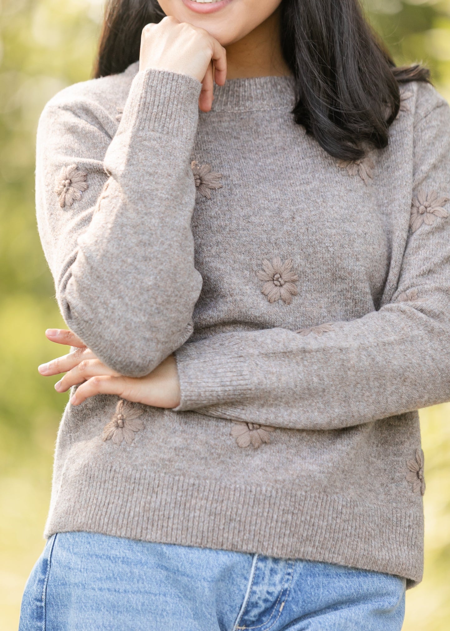 Embroidered Floral Crewneck Sweater - FINAL SALE