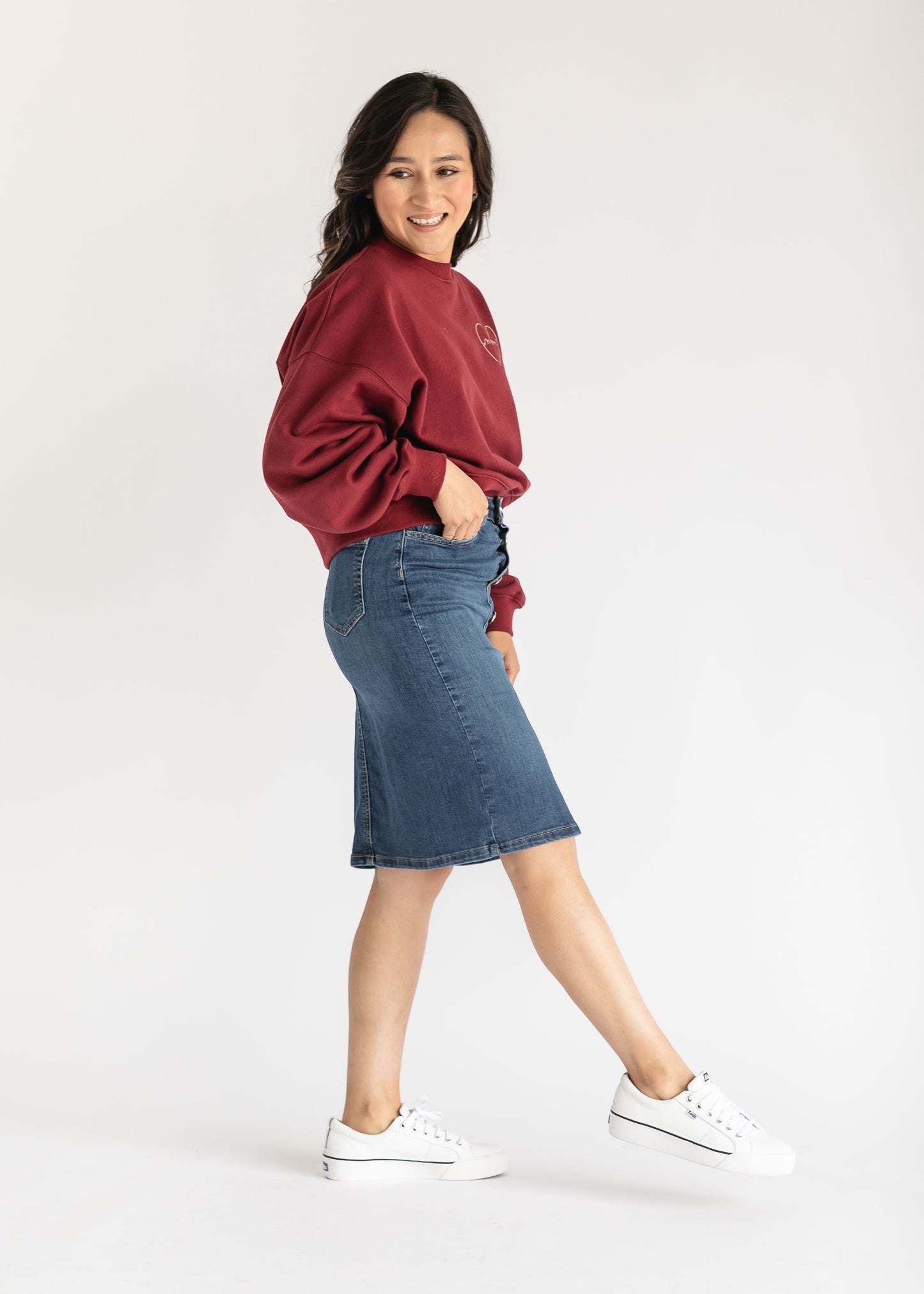 Embroidered Love Mom Crewneck Sweatshirt - FINAL SALE