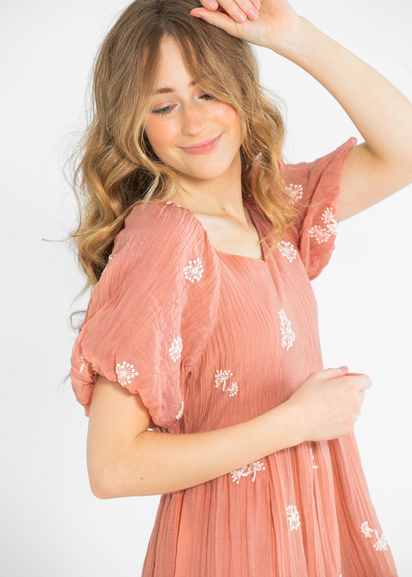 Embroidered Sweetheart Neck Tiered Dress - FINAL SALE