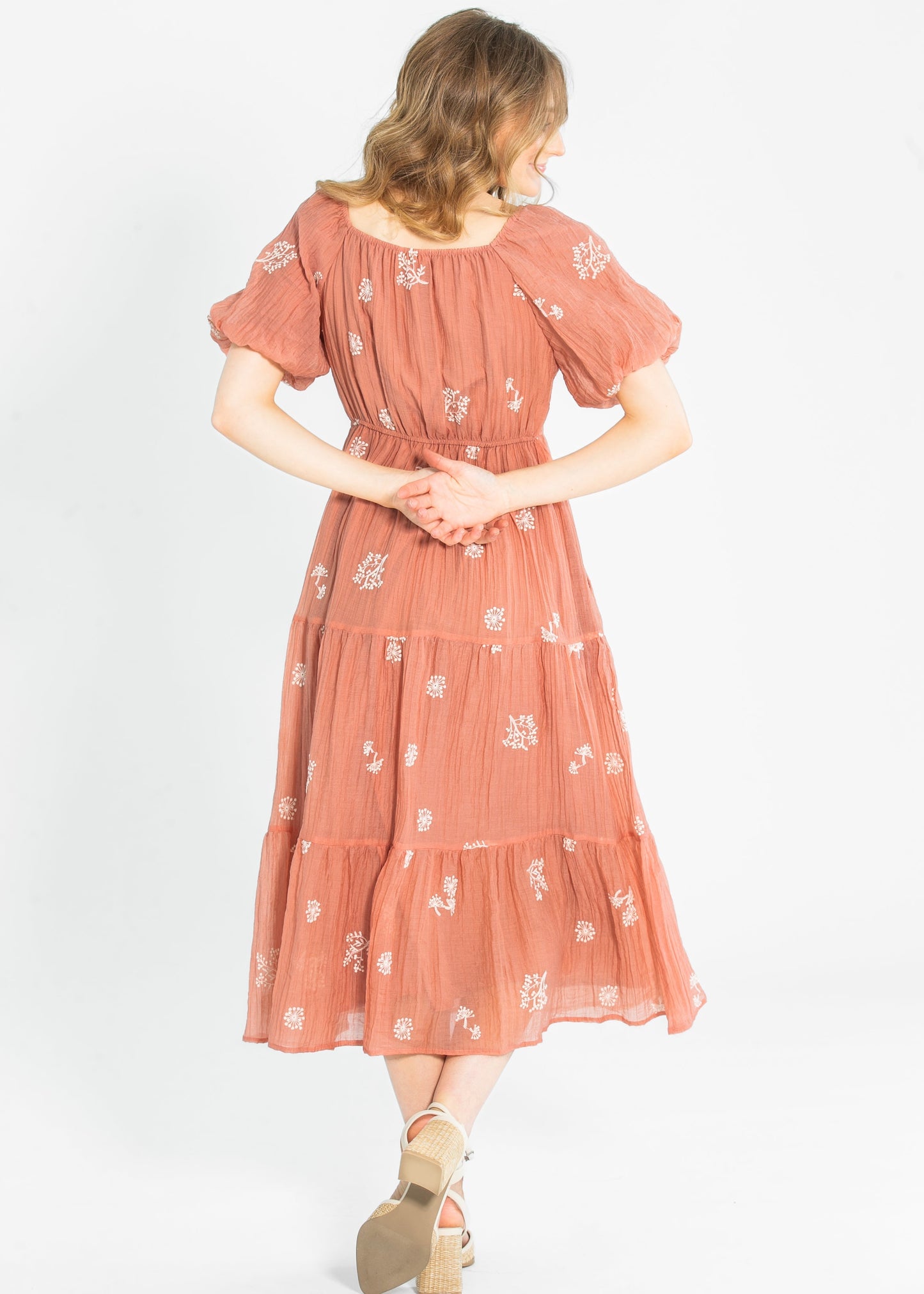 Embroidered Sweetheart Neck Tiered Dress - FINAL SALE