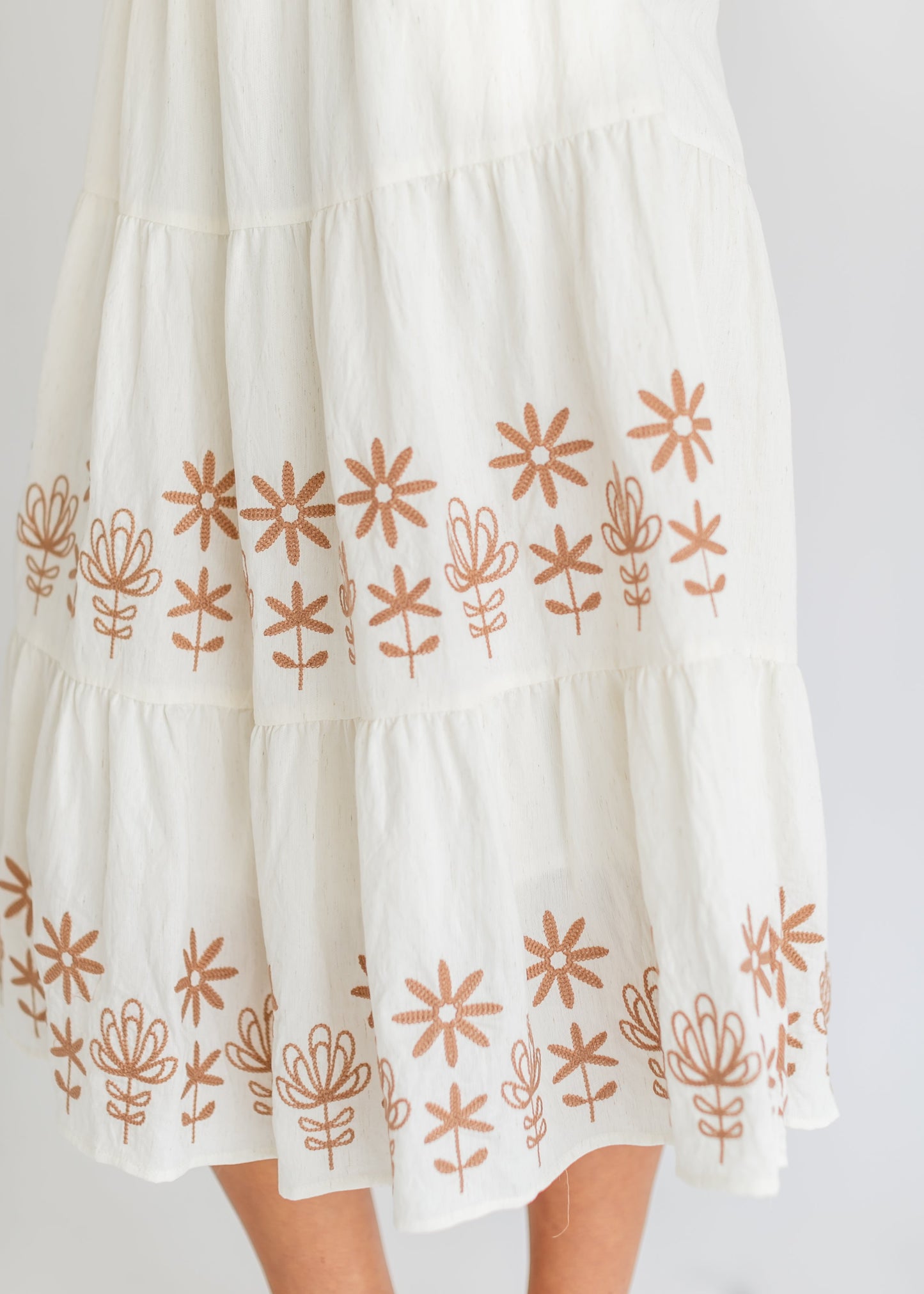 Embroidered Tiered Short Sleeve Maxi Dress - FINAL SALE