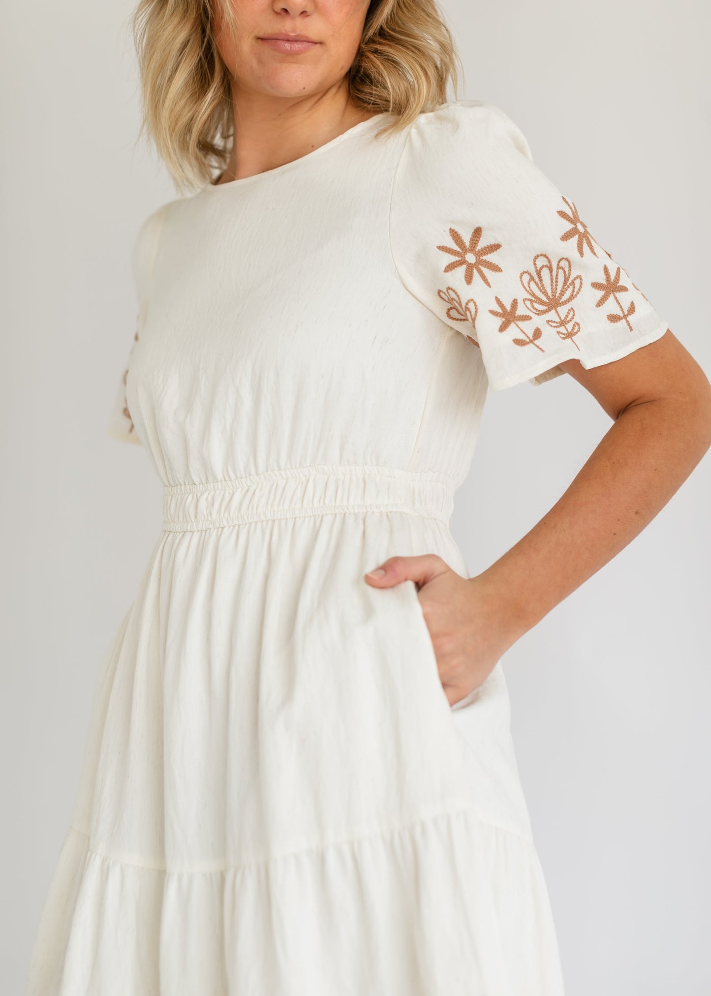 Embroidered Tiered Short Sleeve Maxi Dress - FINAL SALE