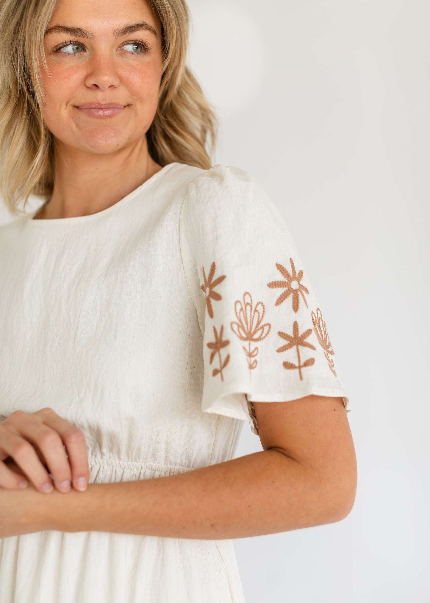 Embroidered Tiered Short Sleeve Maxi Dress - FINAL SALE