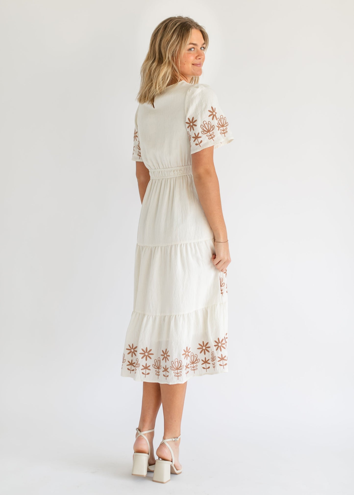 Embroidered Tiered Short Sleeve Maxi Dress - FINAL SALE