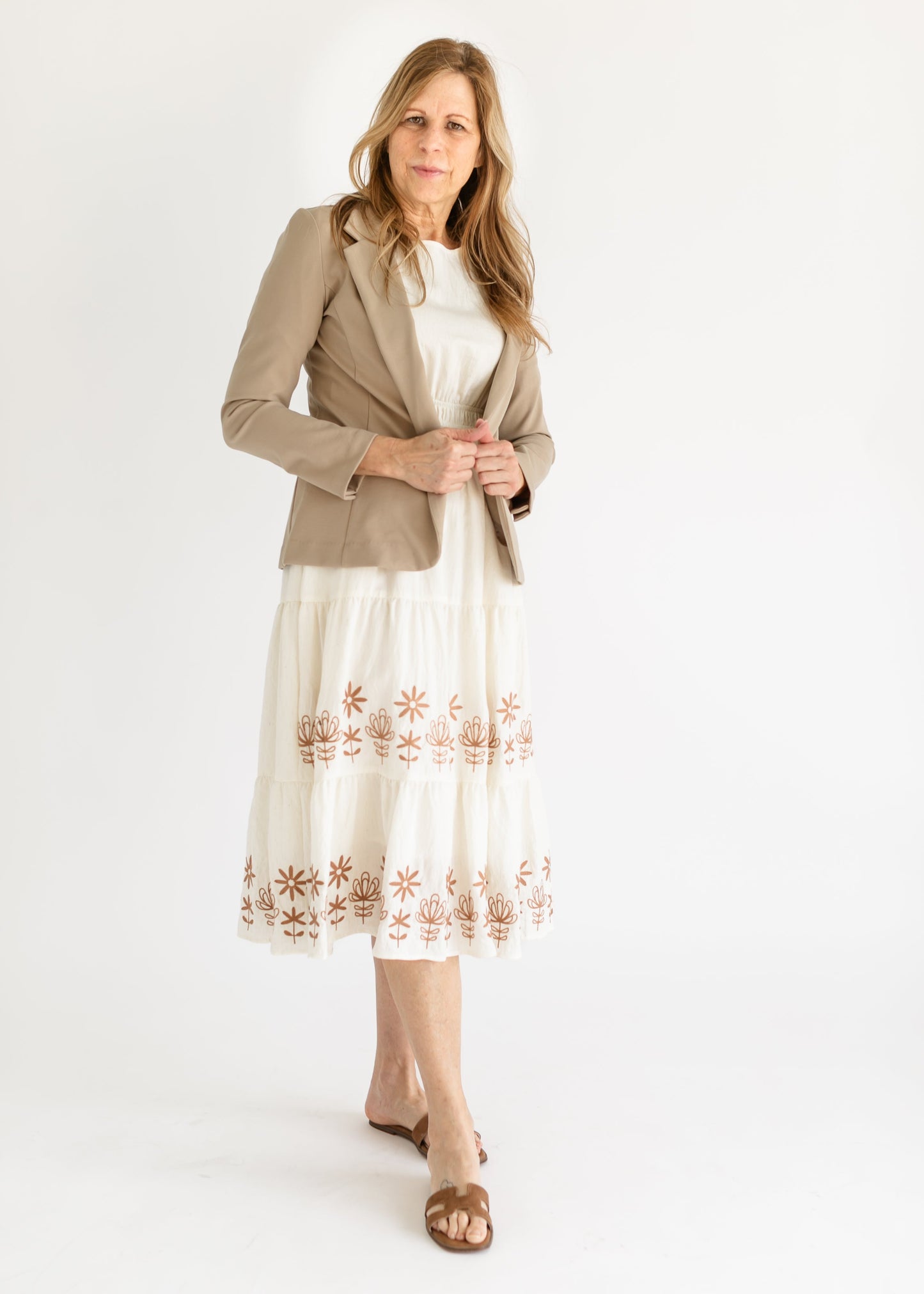 Embroidered Tiered Short Sleeve Maxi Dress - FINAL SALE