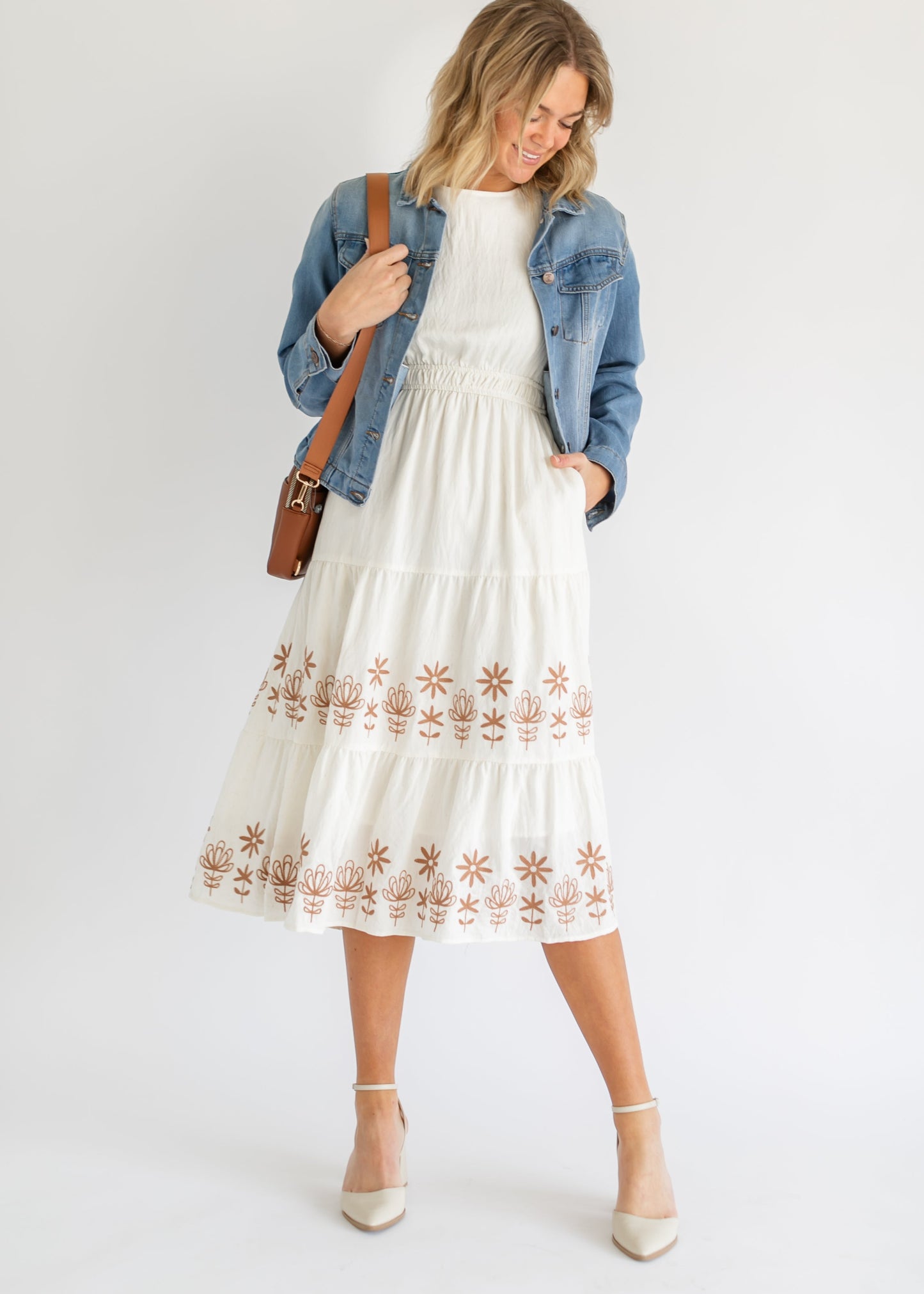 Embroidered Tiered Short Sleeve Maxi Dress - FINAL SALE