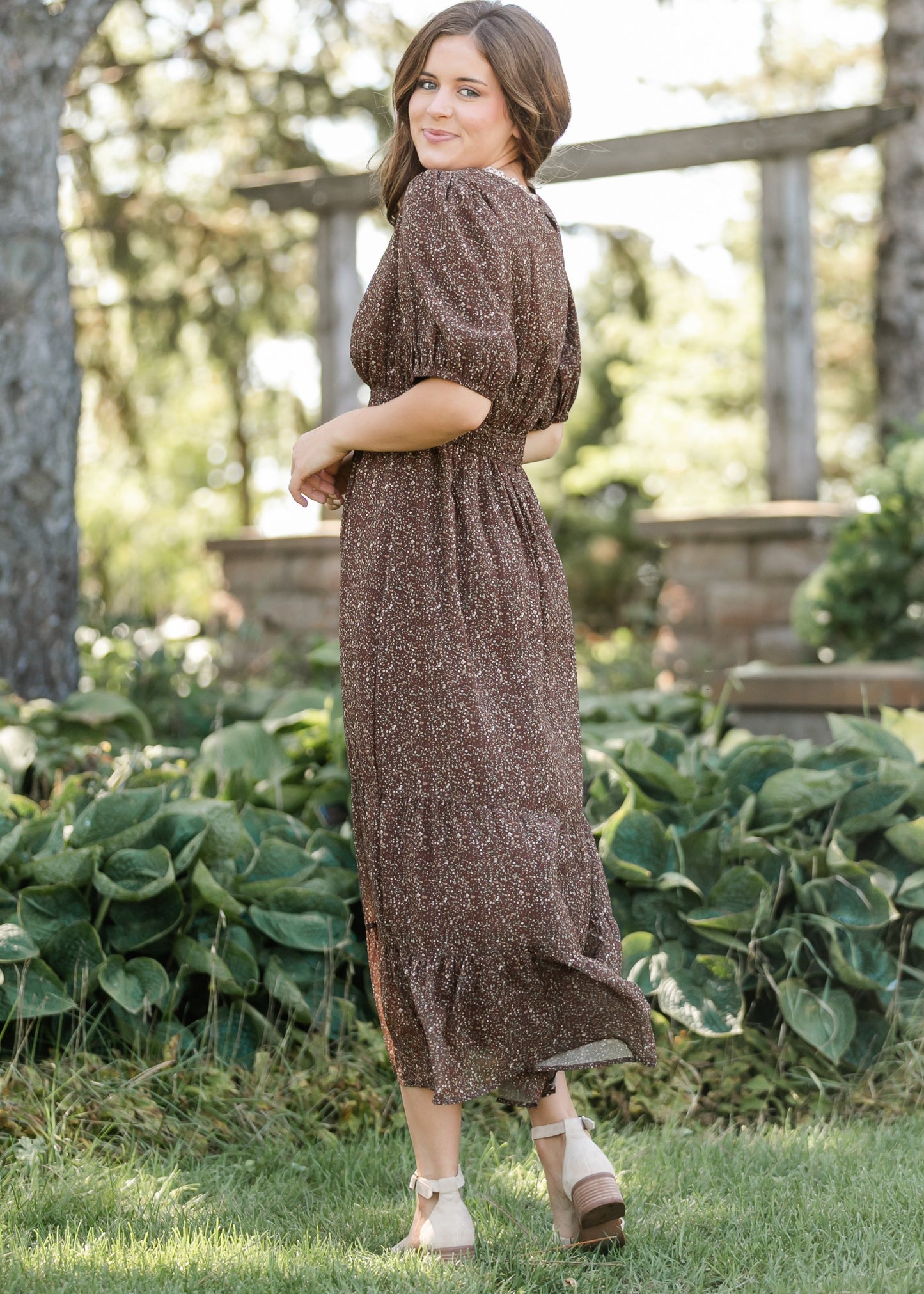 Embroidered V-neck Chiffon Dress - FINAL SALE
