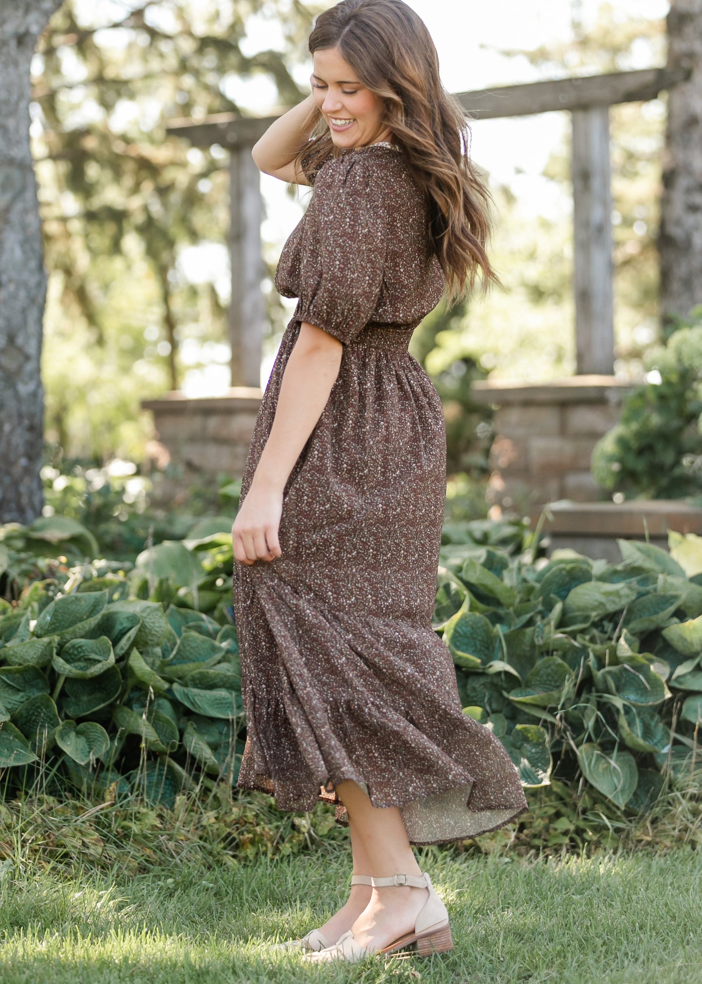 Embroidered V-neck Chiffon Dress - FINAL SALE
