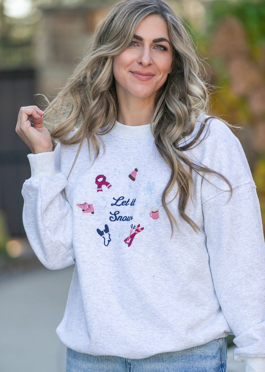Embroidered Winter Graphic Sweatshirt - FINAL SALE