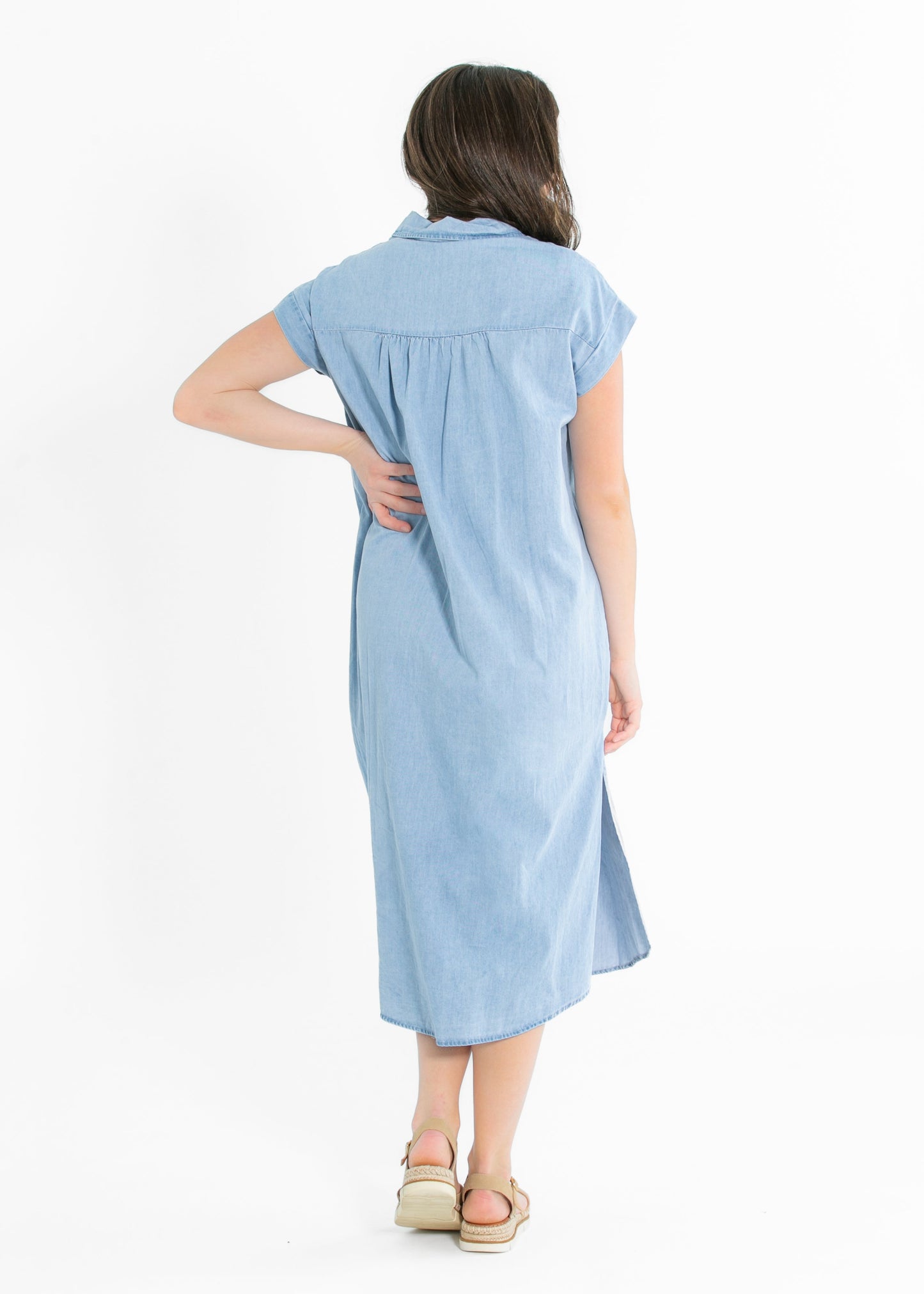 Energize Button Chambray Shirt Dress - FINAL SALE