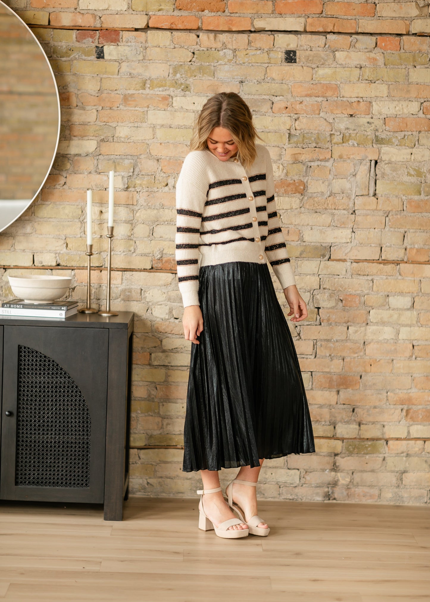 Enora Black Shimmer Pleated Skirt - FINAL SALE