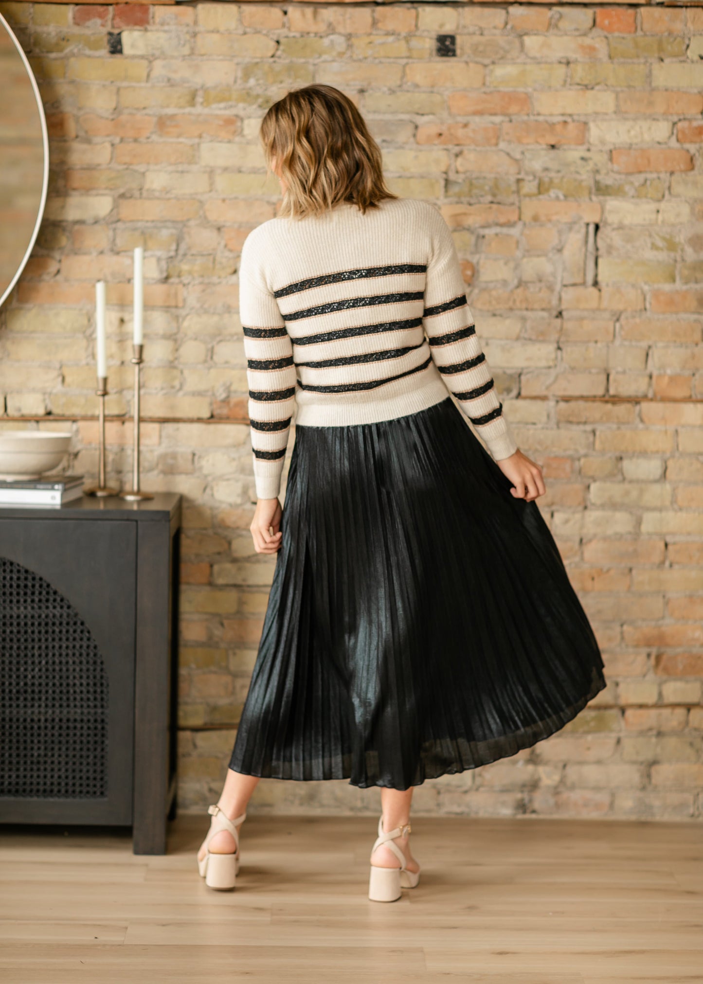 Enora Black Shimmer Pleated Skirt - FINAL SALE