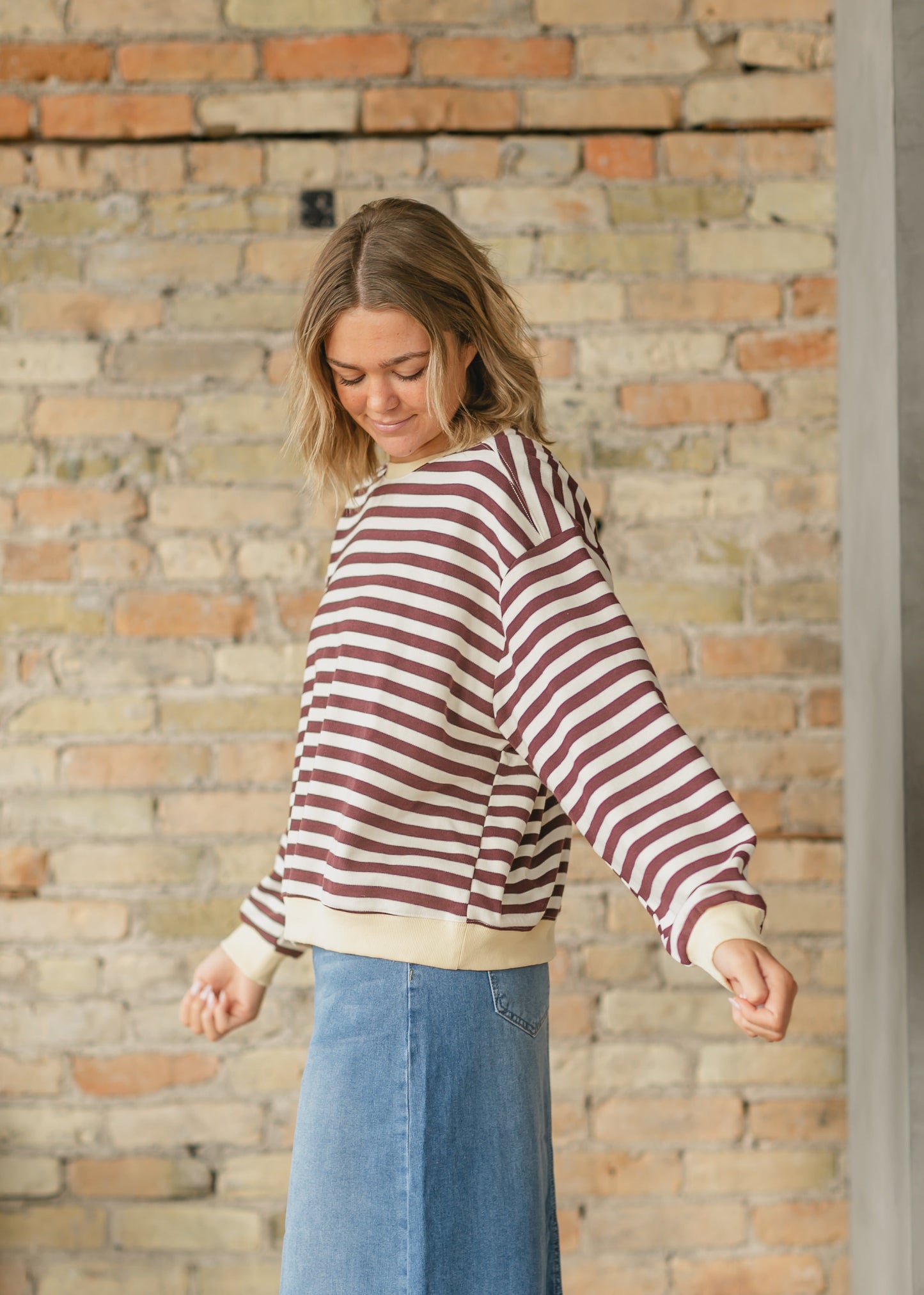 Porter Stripe Color Contrast Long Sleeve Top - FINAL SALE