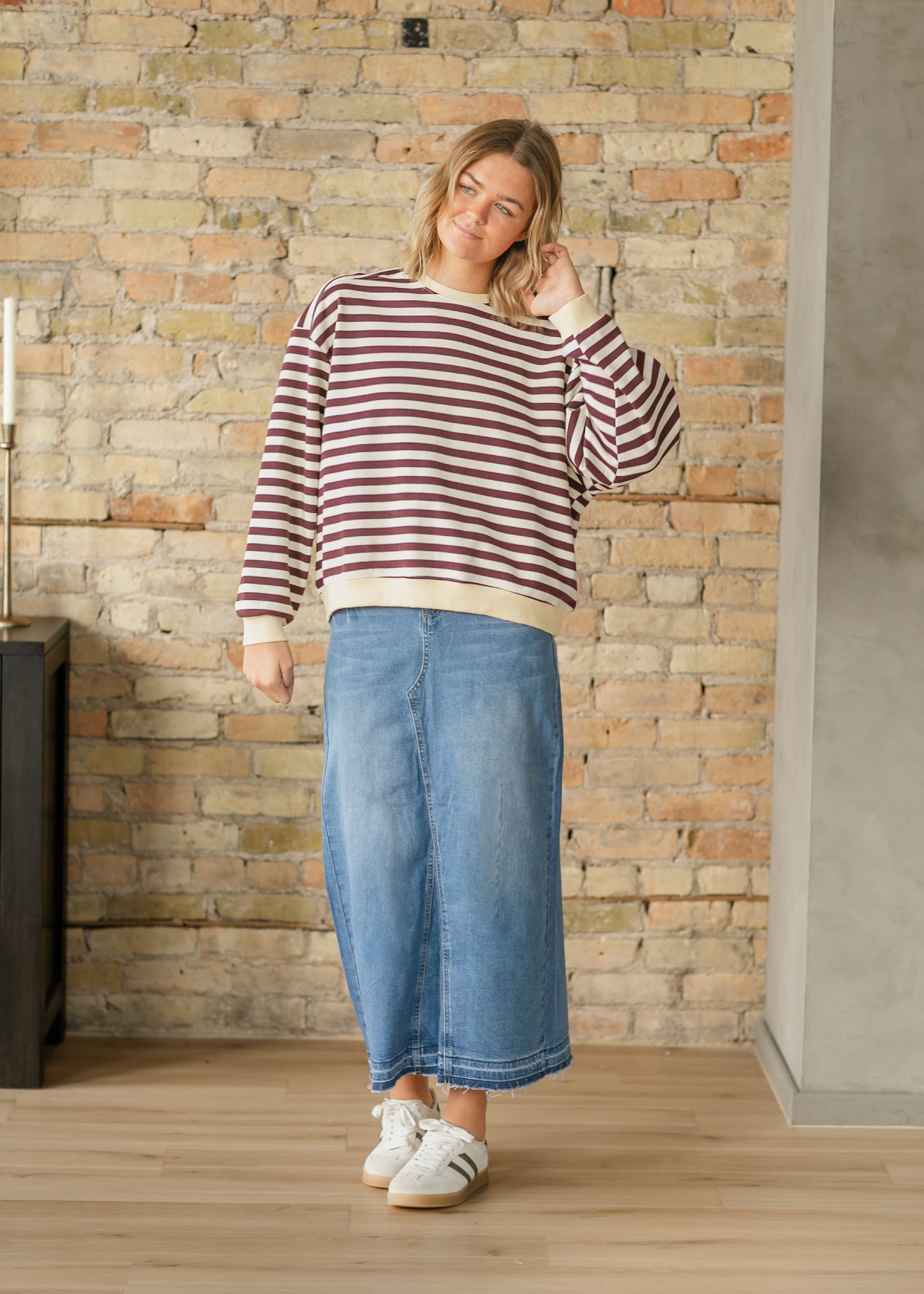Porter Stripe Color Contrast Long Sleeve Top - FINAL SALE