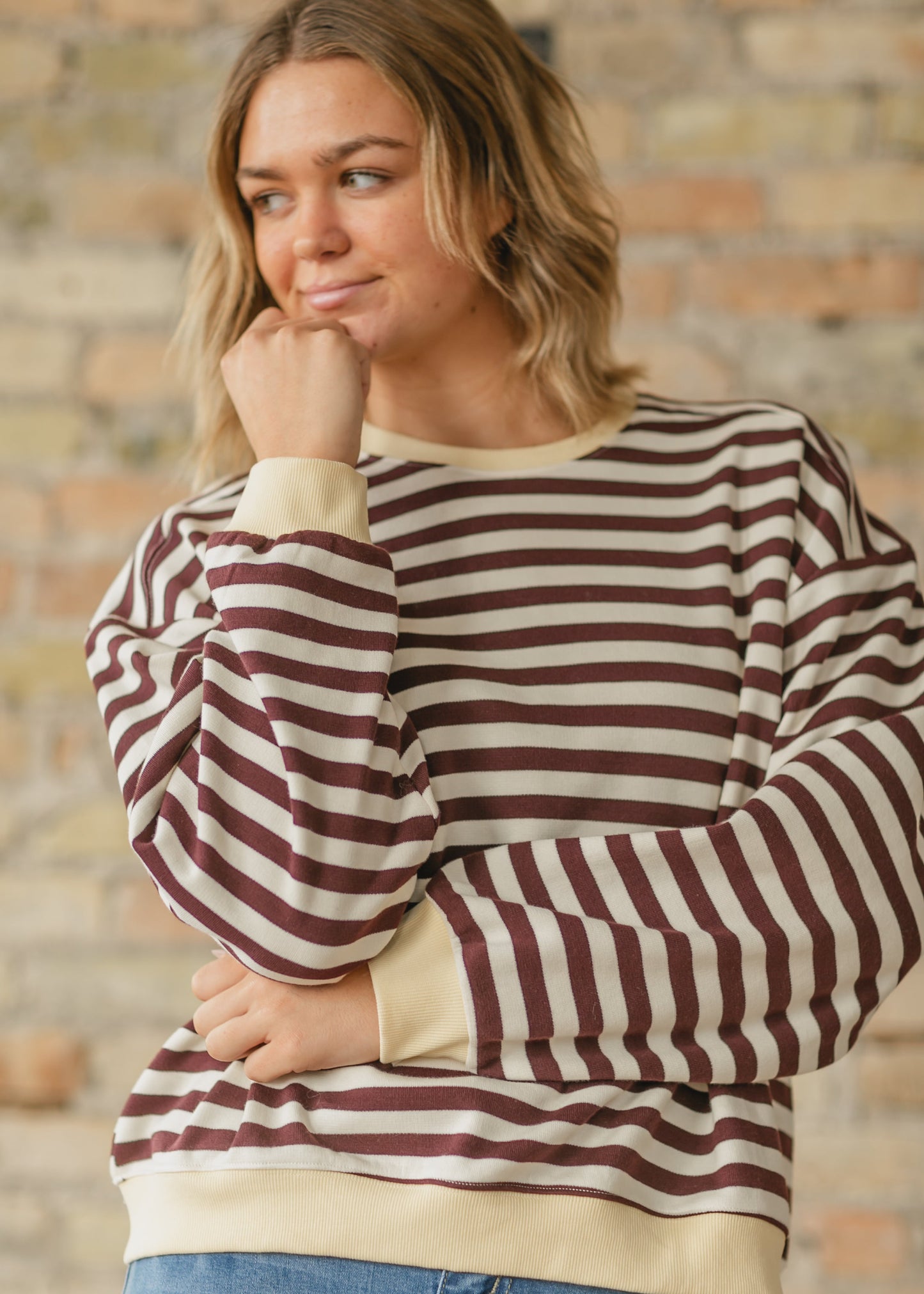Porter Stripe Color Contrast Long Sleeve Top - FINAL SALE