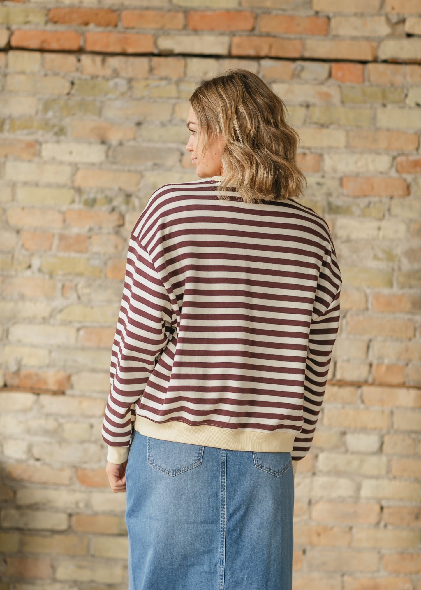 Porter Stripe Color Contrast Long Sleeve Top - FINAL SALE