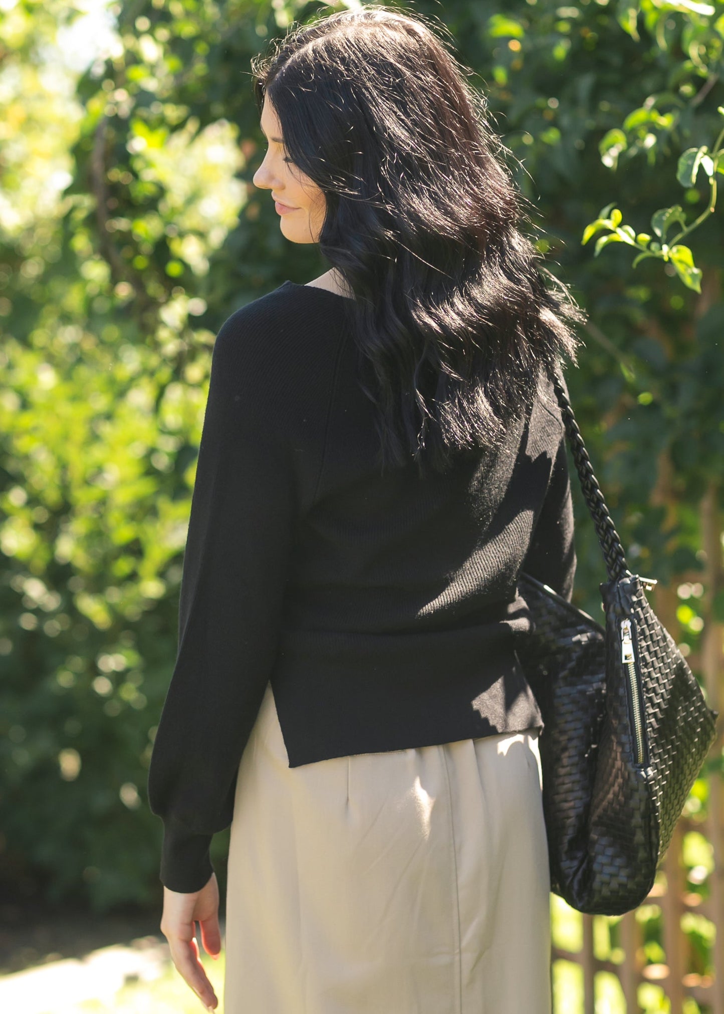 Essential V-neck Balloon Sleeve Sweater - FINAL SALE