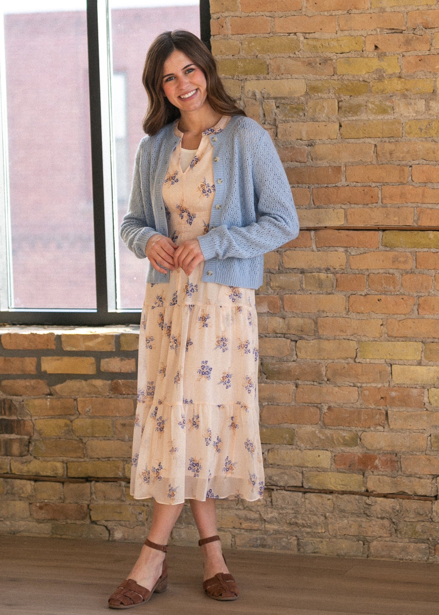 Eyelet Knit Button Down Cardigan