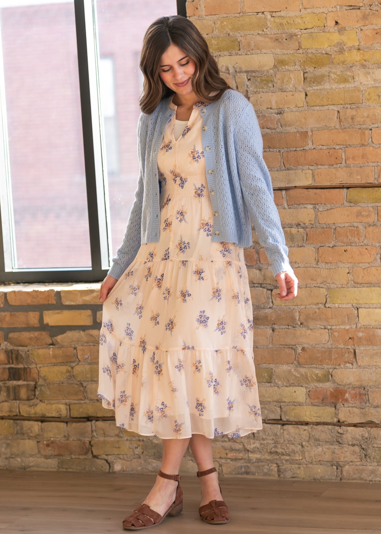 Eyelet Knit Button Down Cardigan