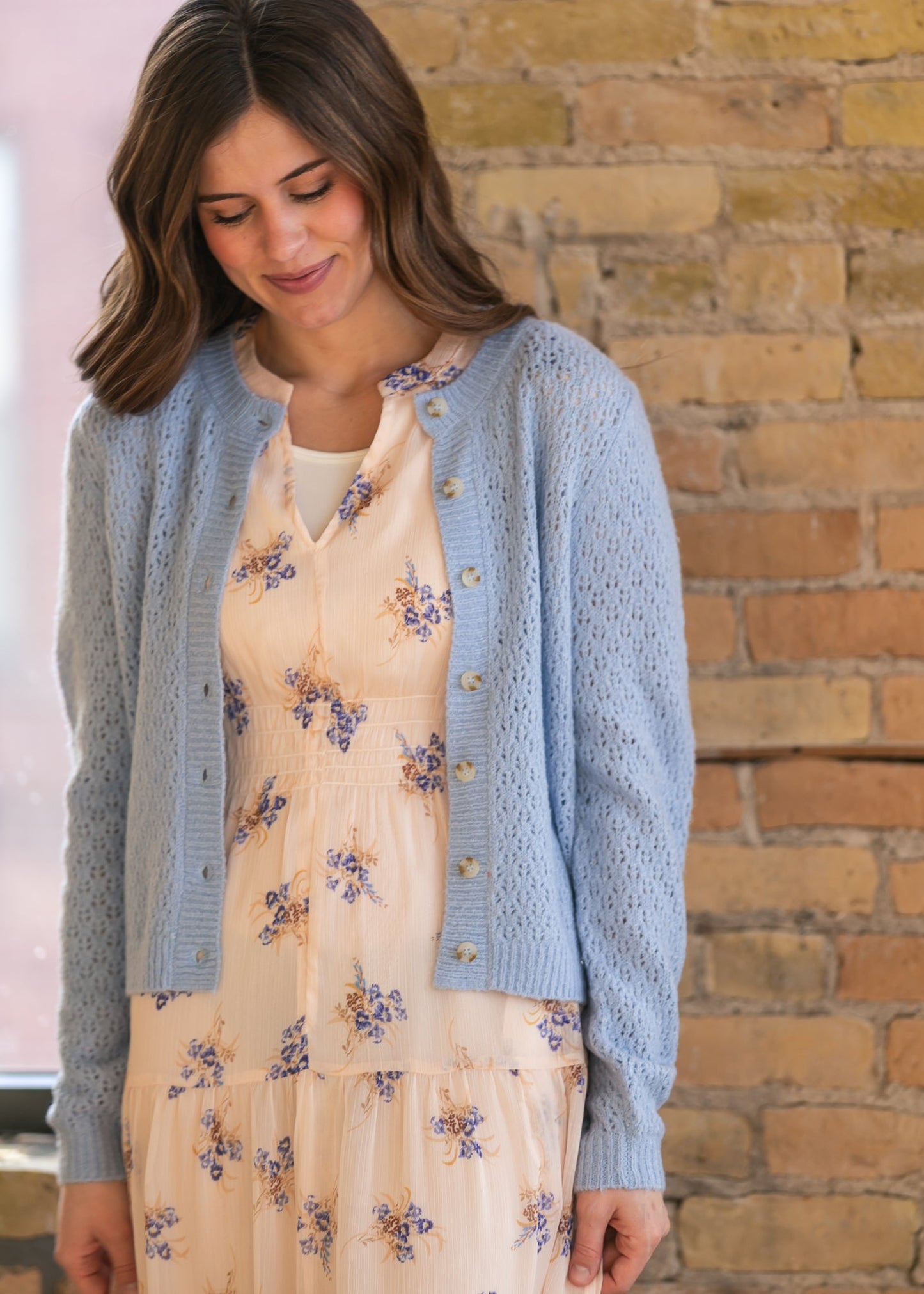 Eyelet Knit Button Down Cardigan
