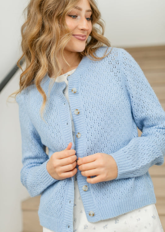 Eyelet Knit Button Down Cardigan